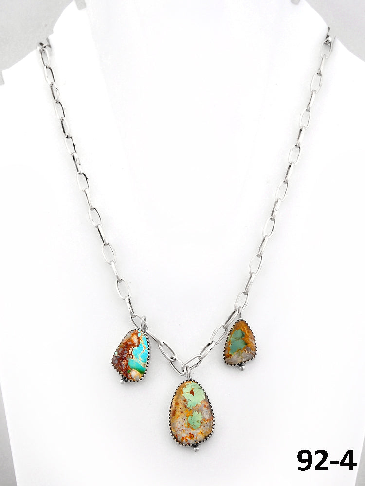 Southwest Handmade Ribbon Royston Turquoise & Sterling Silver Necklace