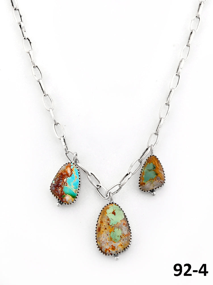Southwest Handmade Ribbon Royston Turquoise & Sterling Silver Necklace