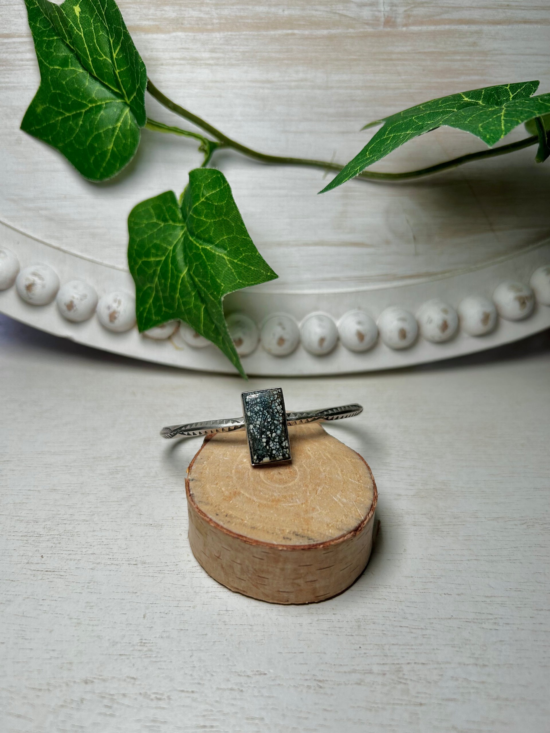 Navajo Made New Lander Varicsite & Sterling Silver Cuff Bracelet