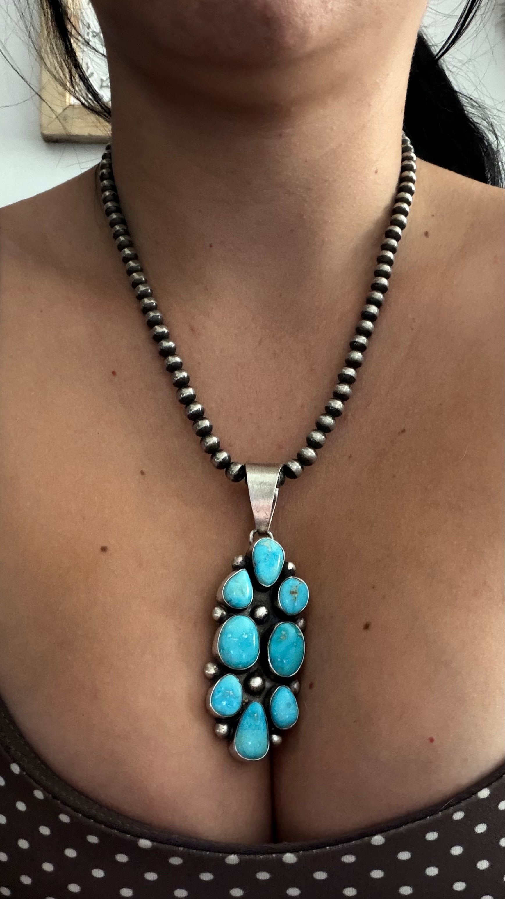 Kathleen Livingston Blue Ridge Turquoise & Sterling Silver Cluster Pendant