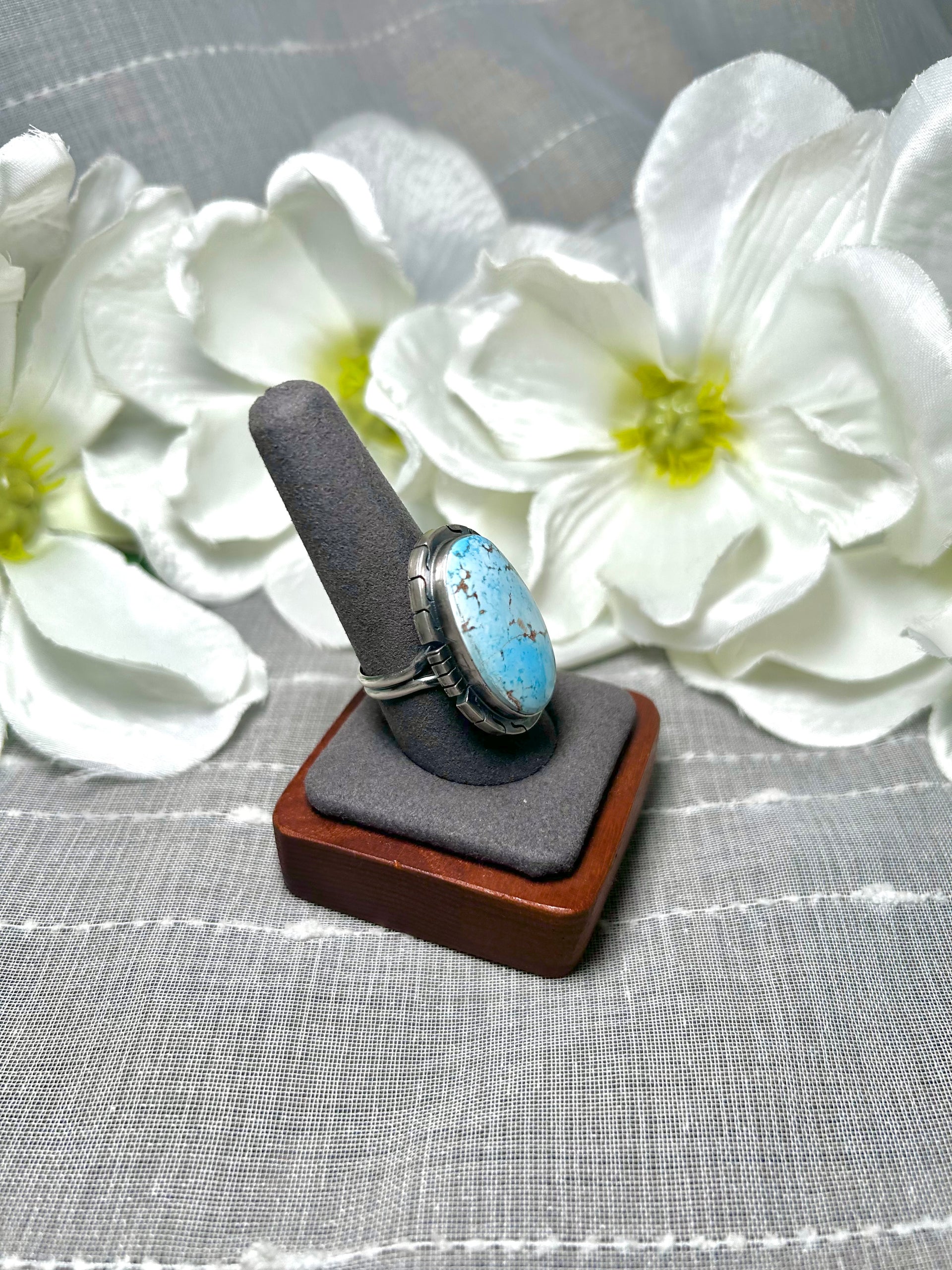 Dave Skeets Golden Hill Turquoise & Sterling Silver Ring Size 9.75