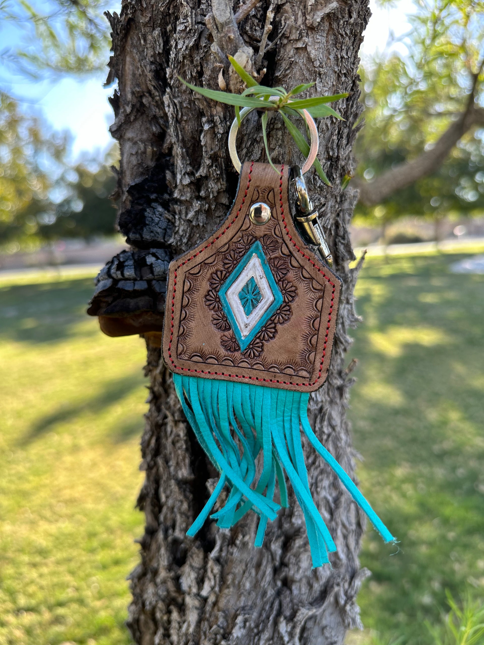Genuine Tooled Leather Key Chain