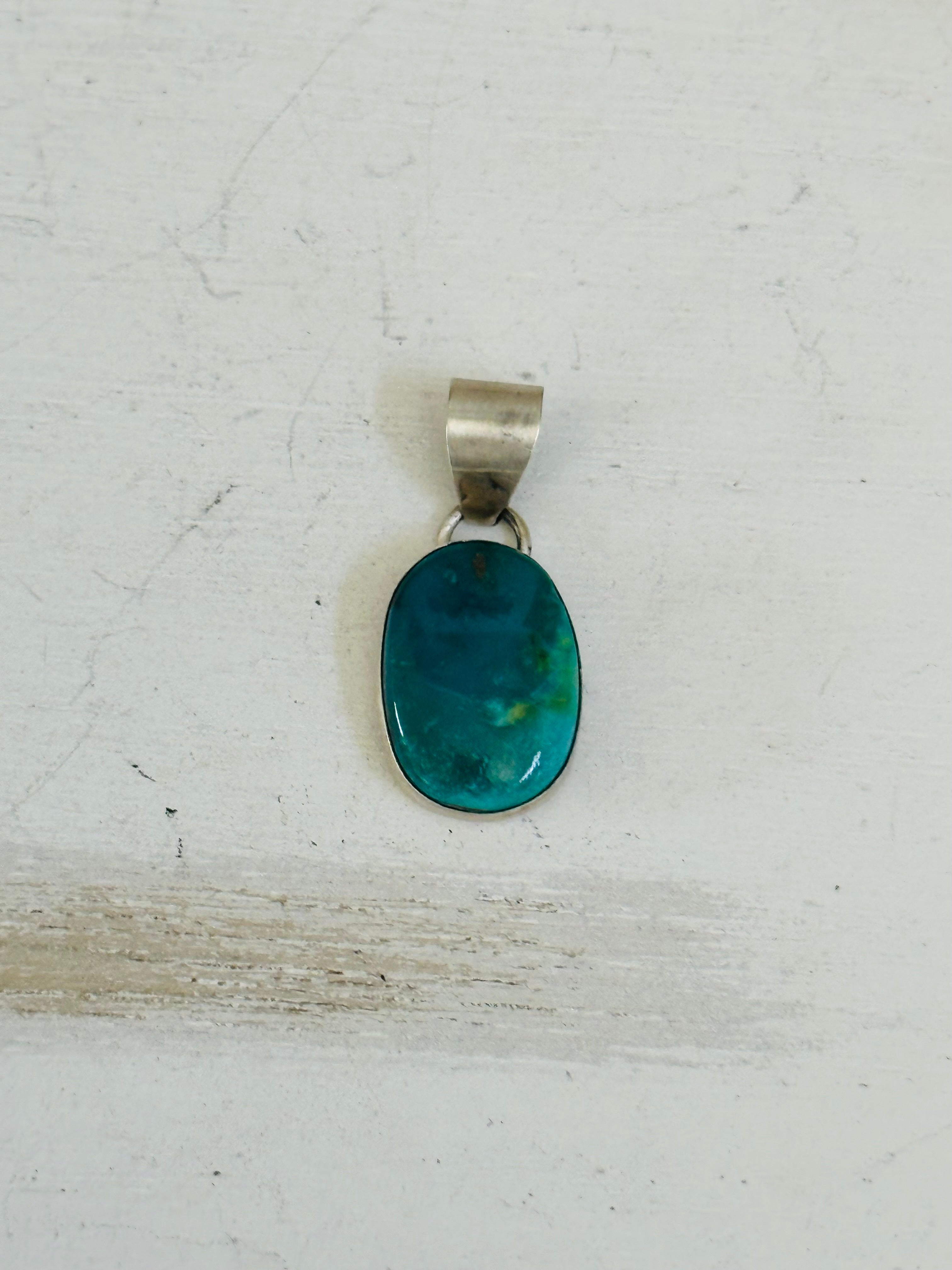 Navajo Made Carico Lake Turquoise & Sterling Silver Pendant