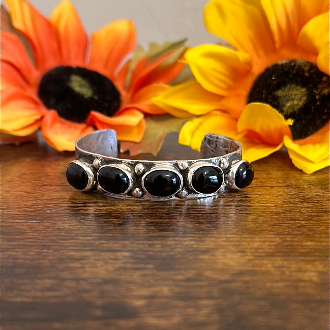 Jude Candalaria Onyx & Sterling Silver Cuff Bracelet