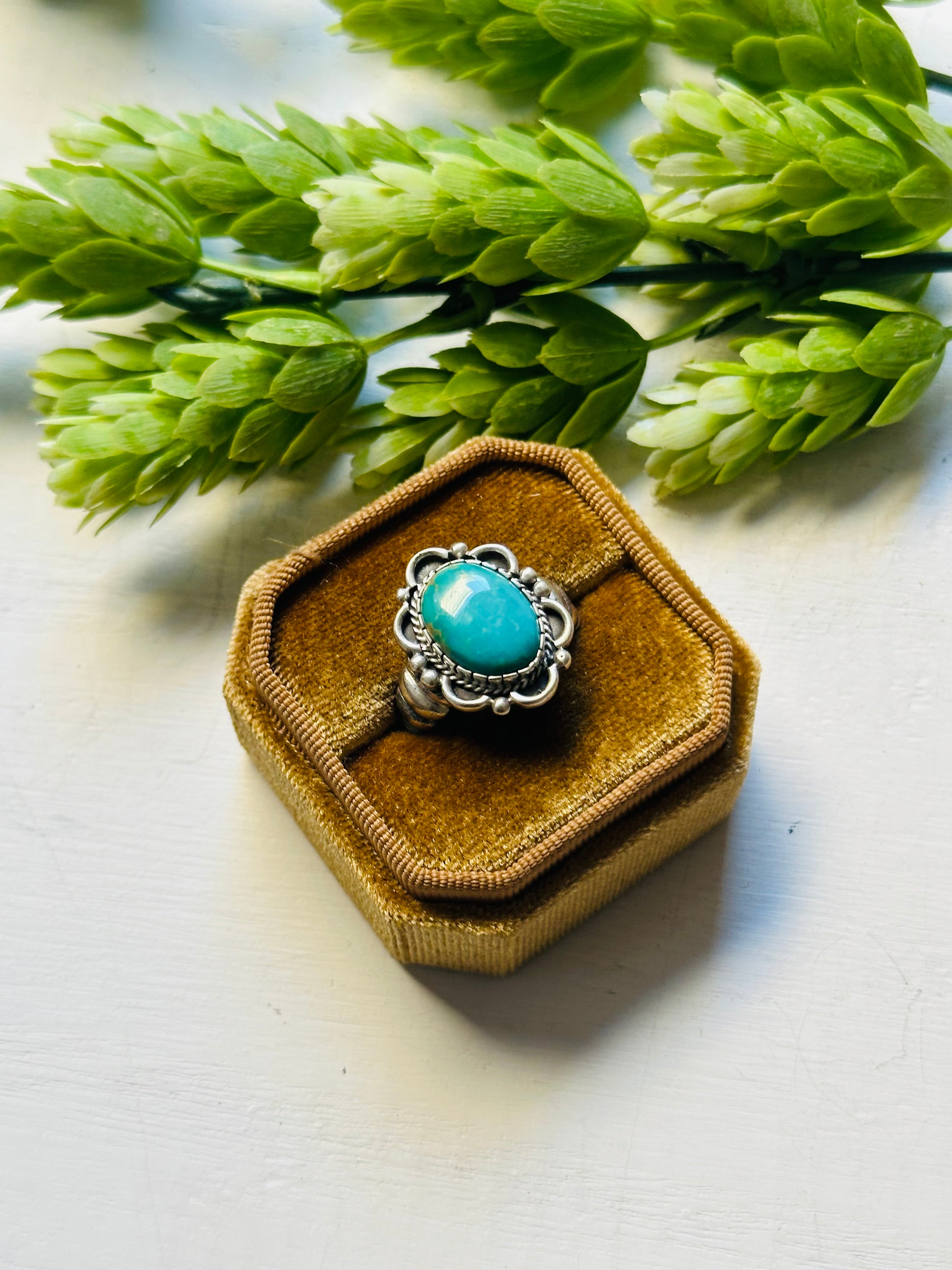 Navajo Made Kingman Turquoise & Sterling Silver Ring