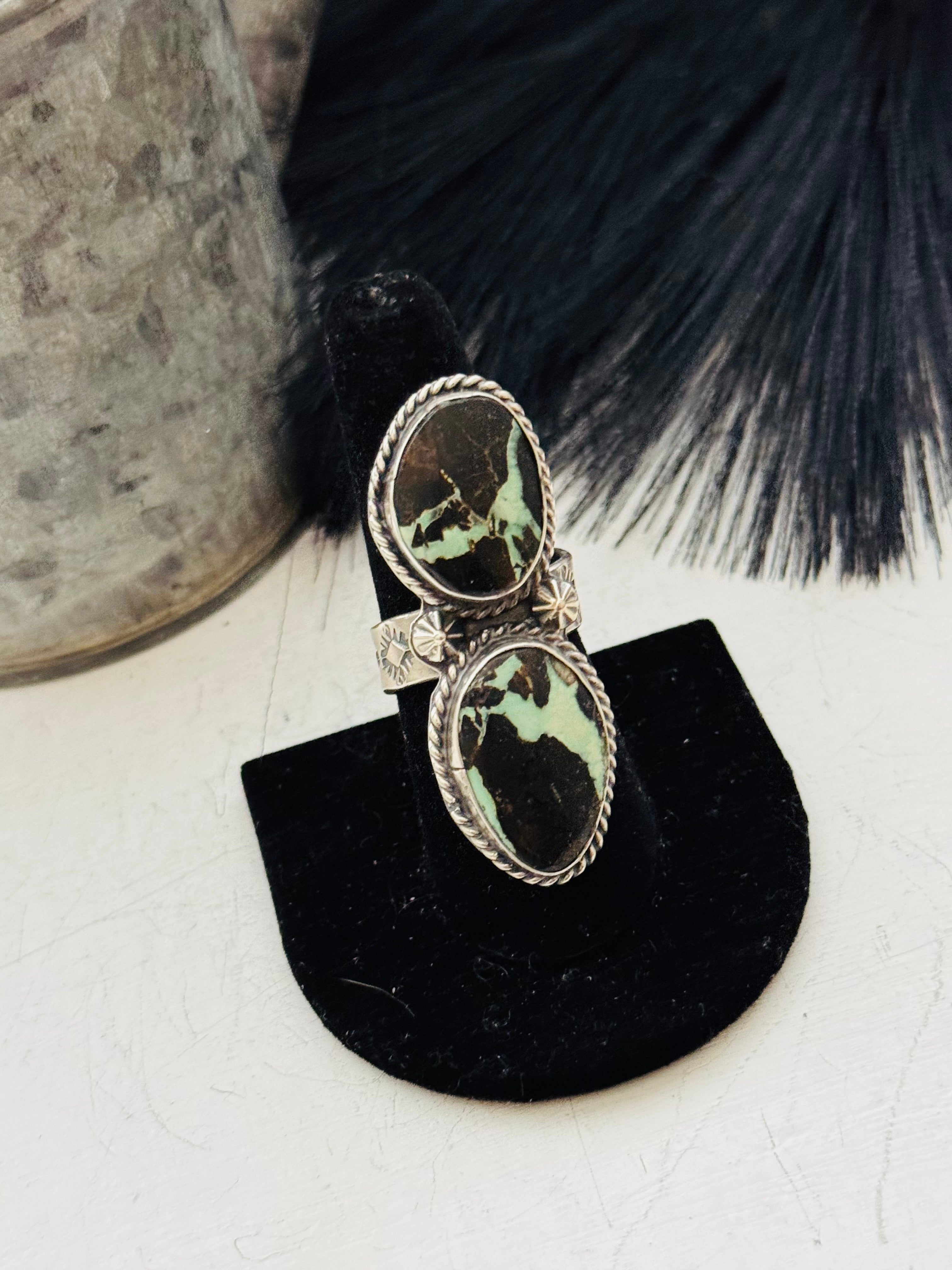 Navajo Made Variscite & Sterling Silver Ring Adjustable