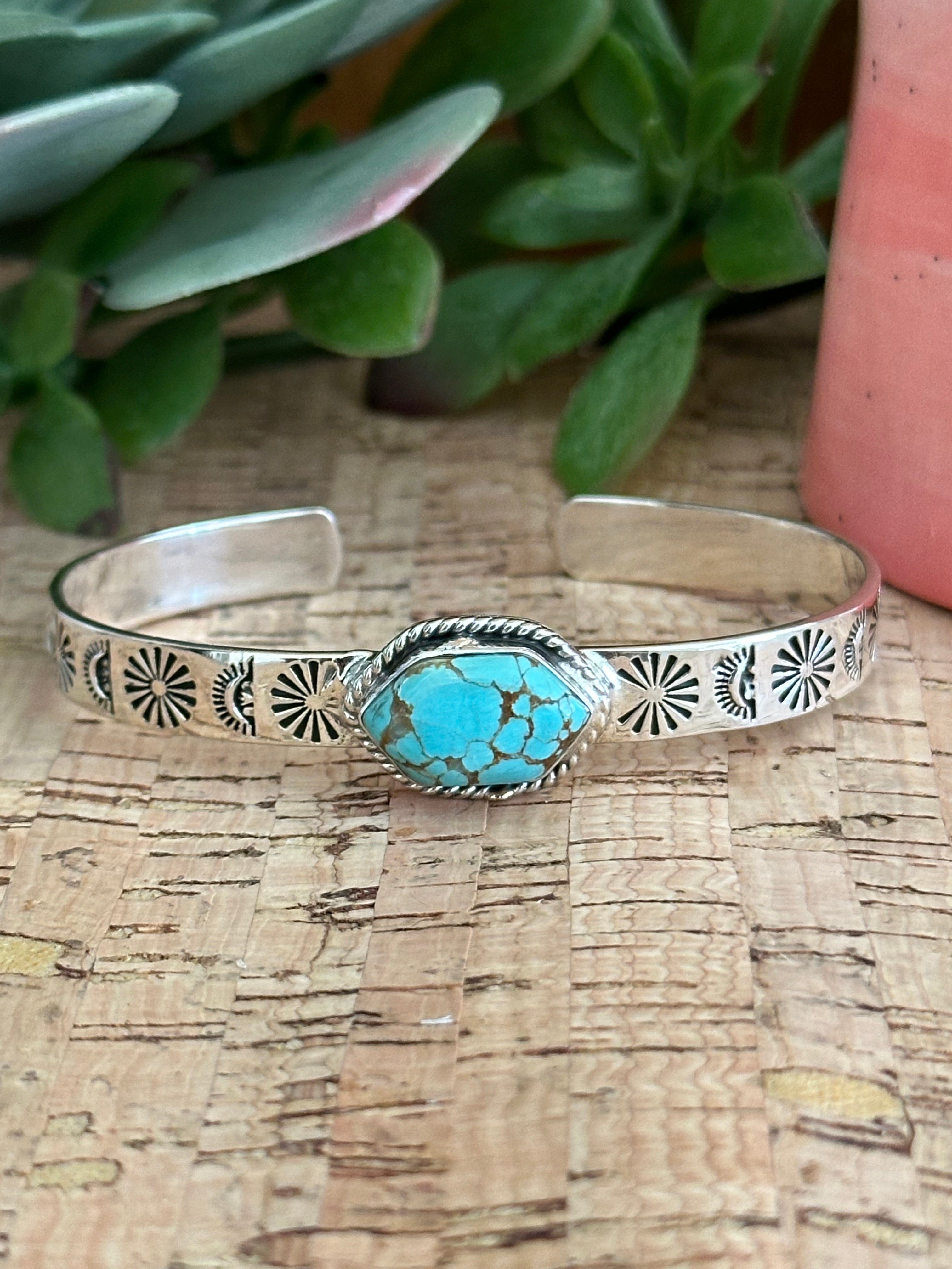 Southwest Made #8 Turquoise & Sterling Silver Cuff Bracelet