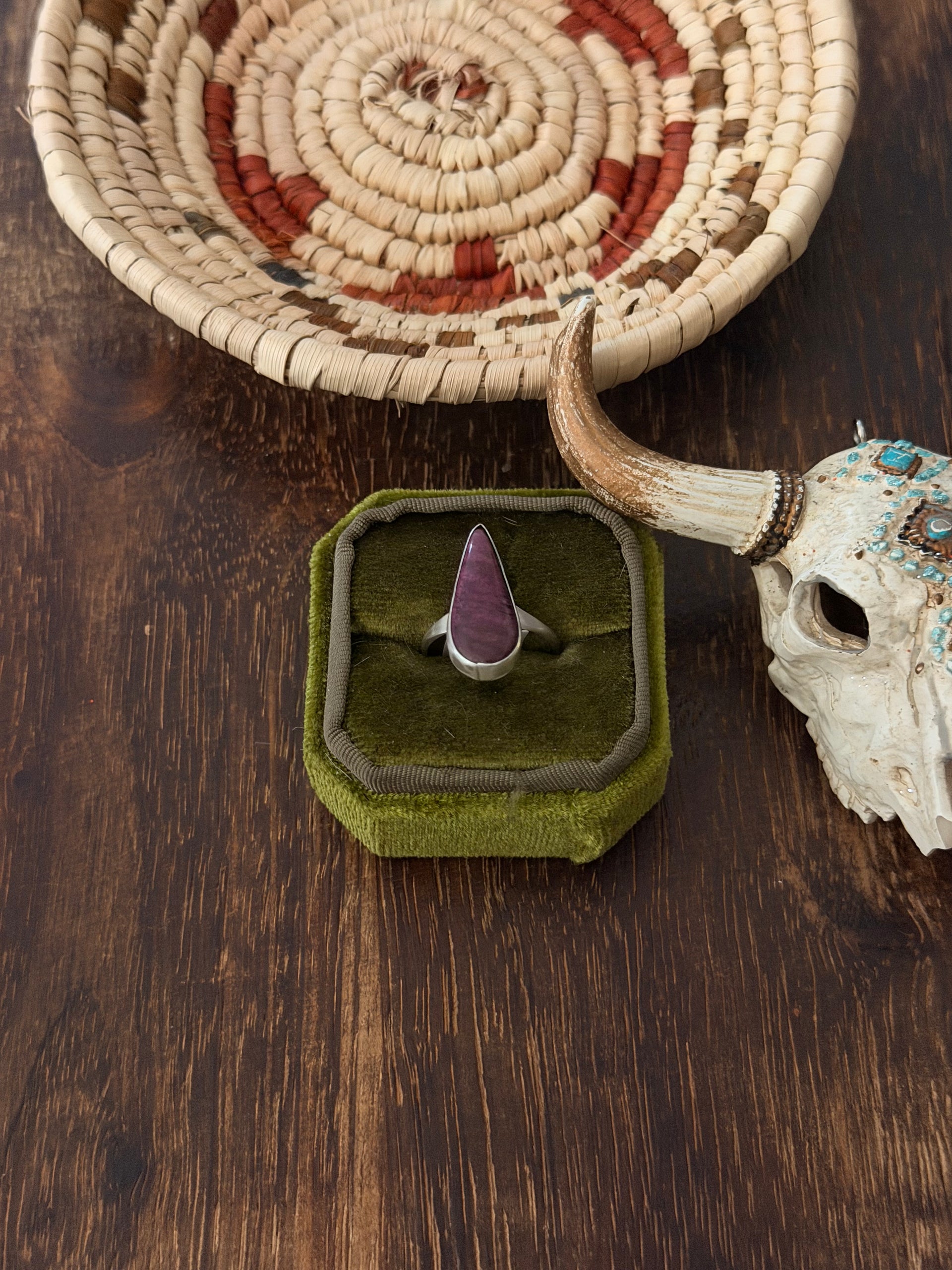Navajo Made Purple Spiny Oyster & Sterling Silver Ring