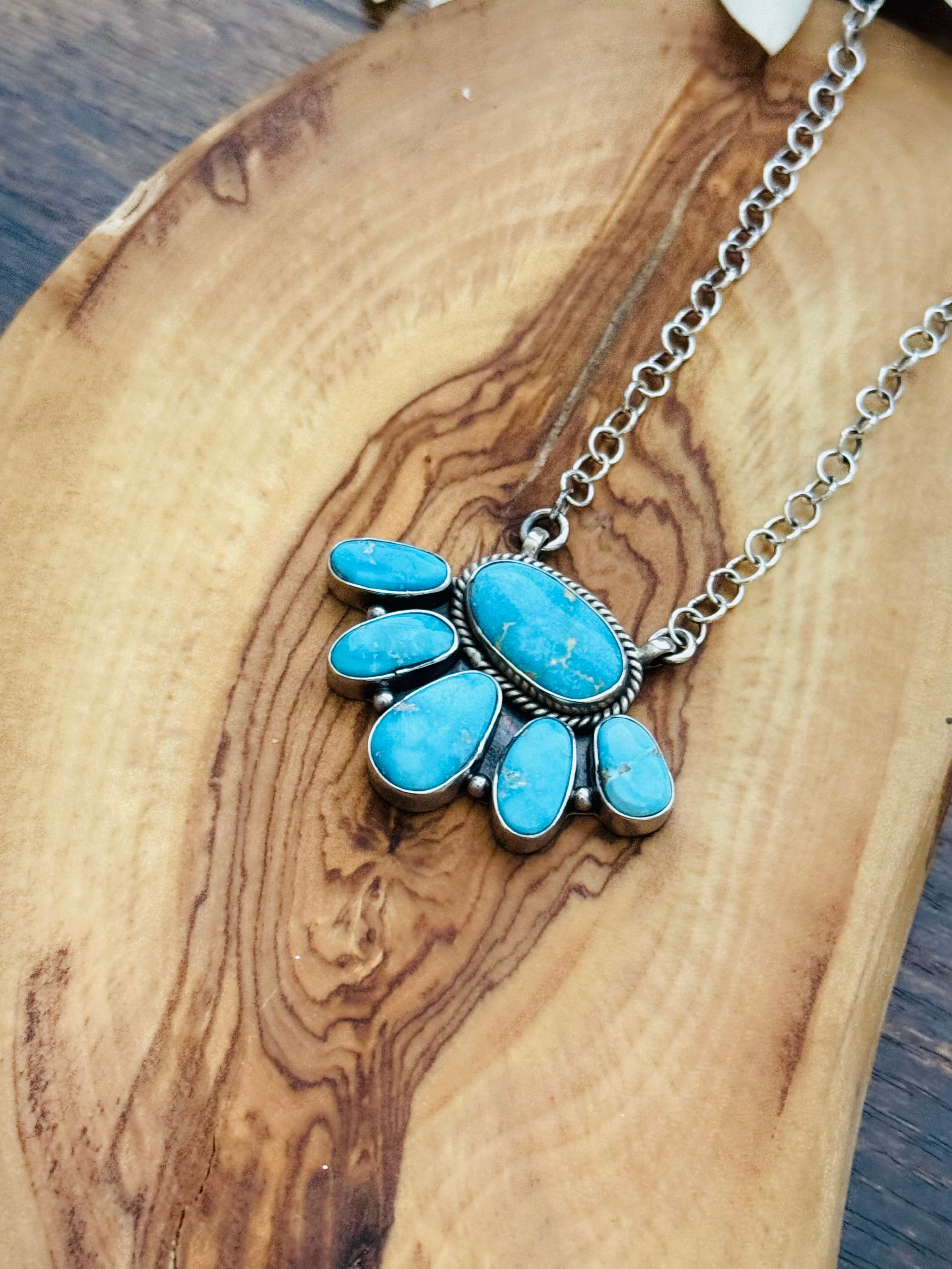 Southwest Handmade Valley Blue Turquoise & Sterling Silver Necklace