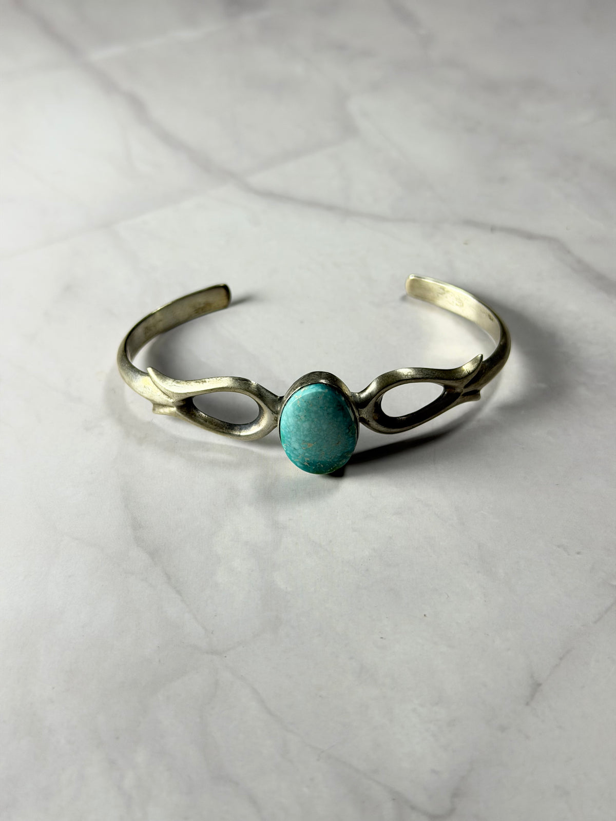 Navajo Made Sonoran Mountain Turquoise & Sterling Silver Cuff Bracelet