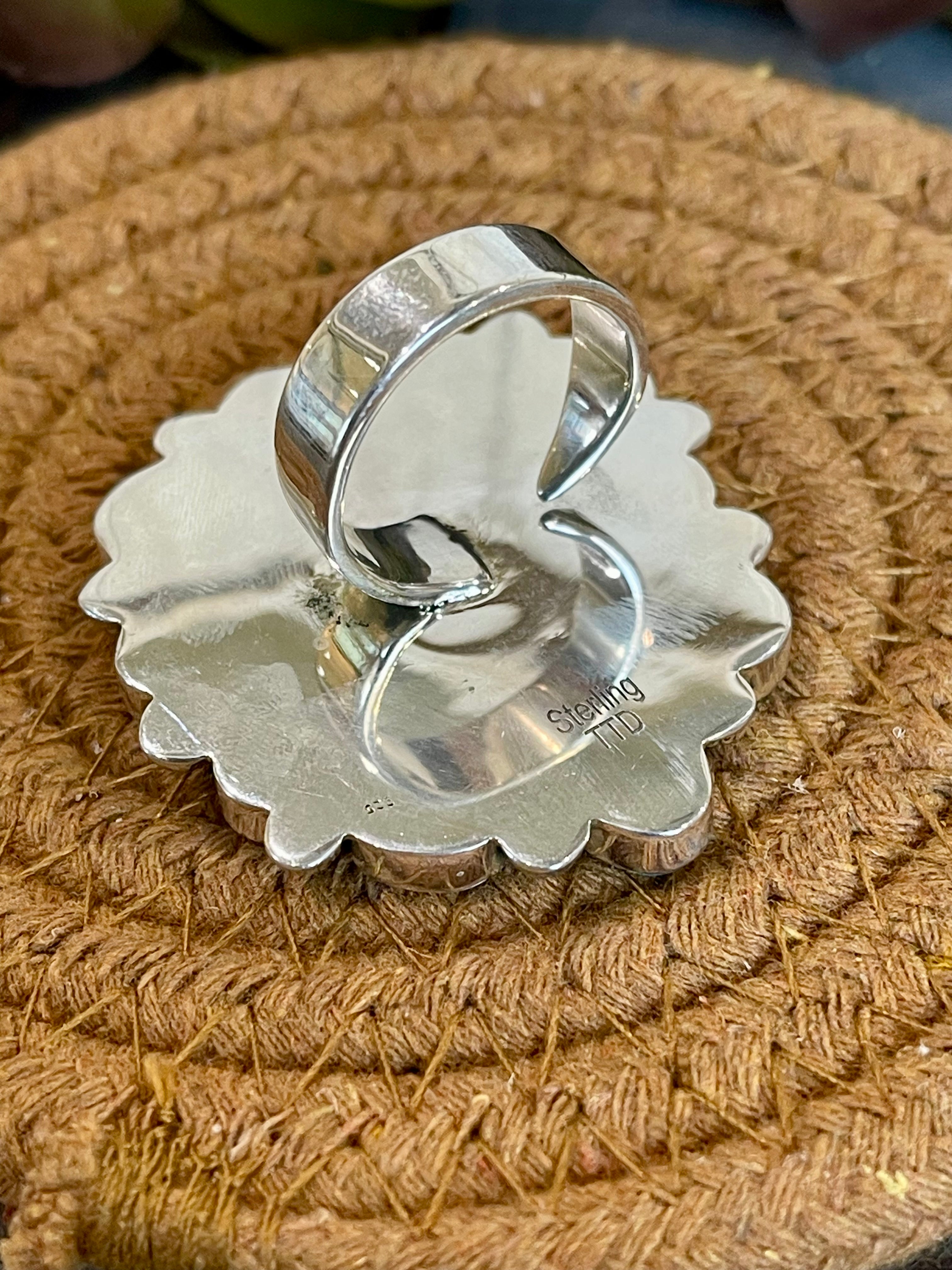 Southwest Handmade Multi Stone & Sterling Silver Adjustable Ring