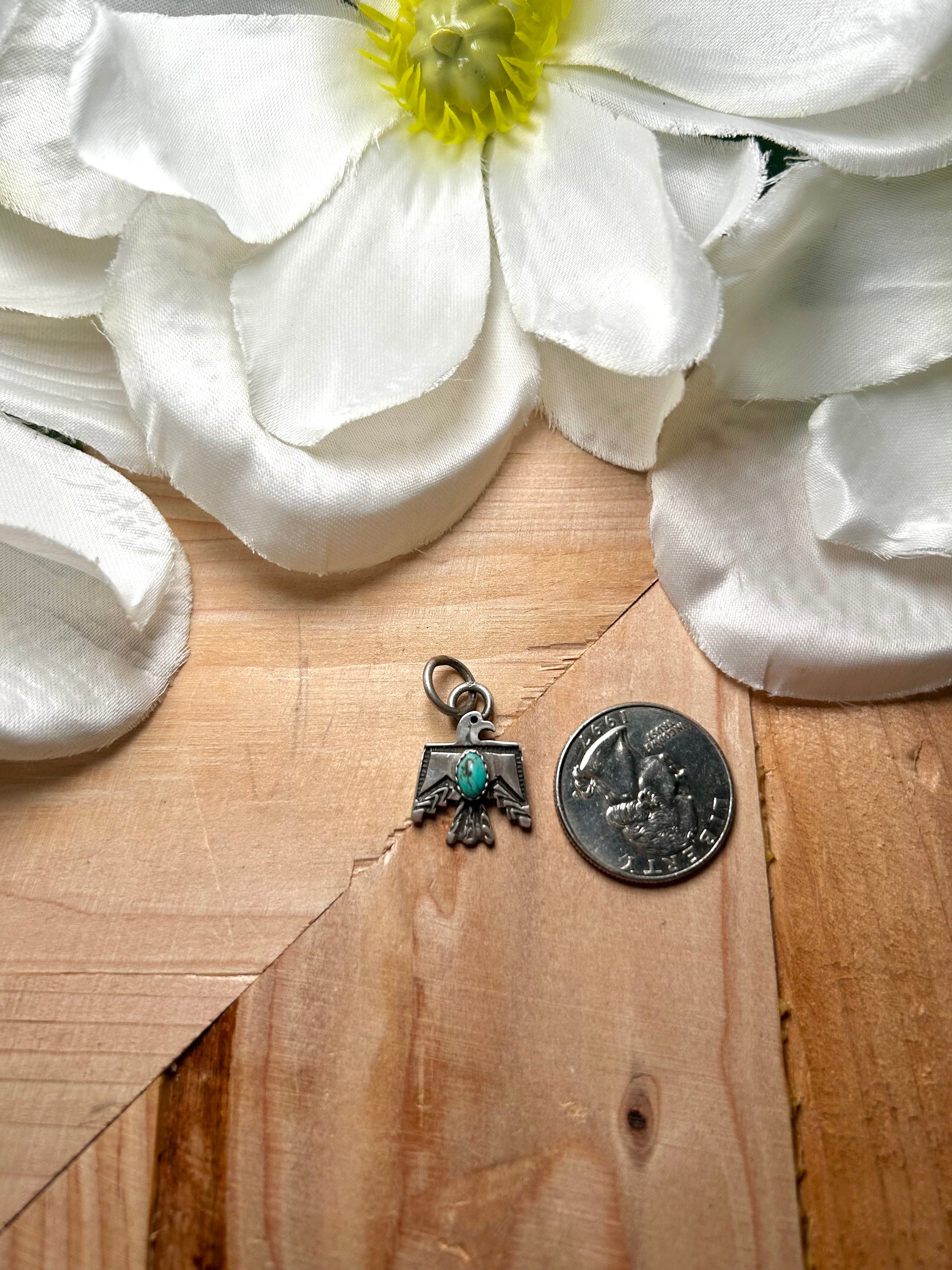 Navajo Made Kingman Turquoise & Sterling Silver Pendant