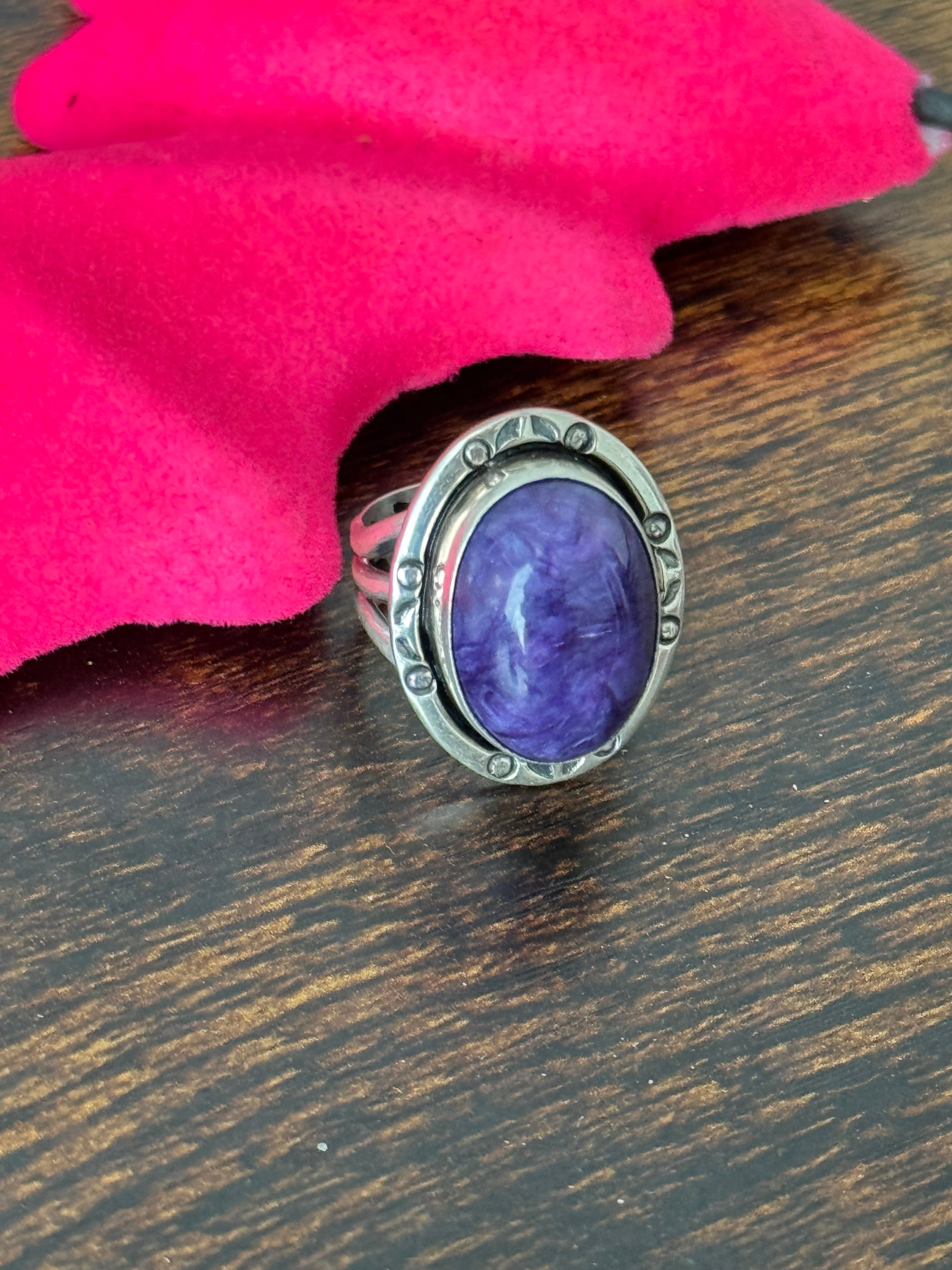 Navajo Made Charoite & Sterling Silver Ring