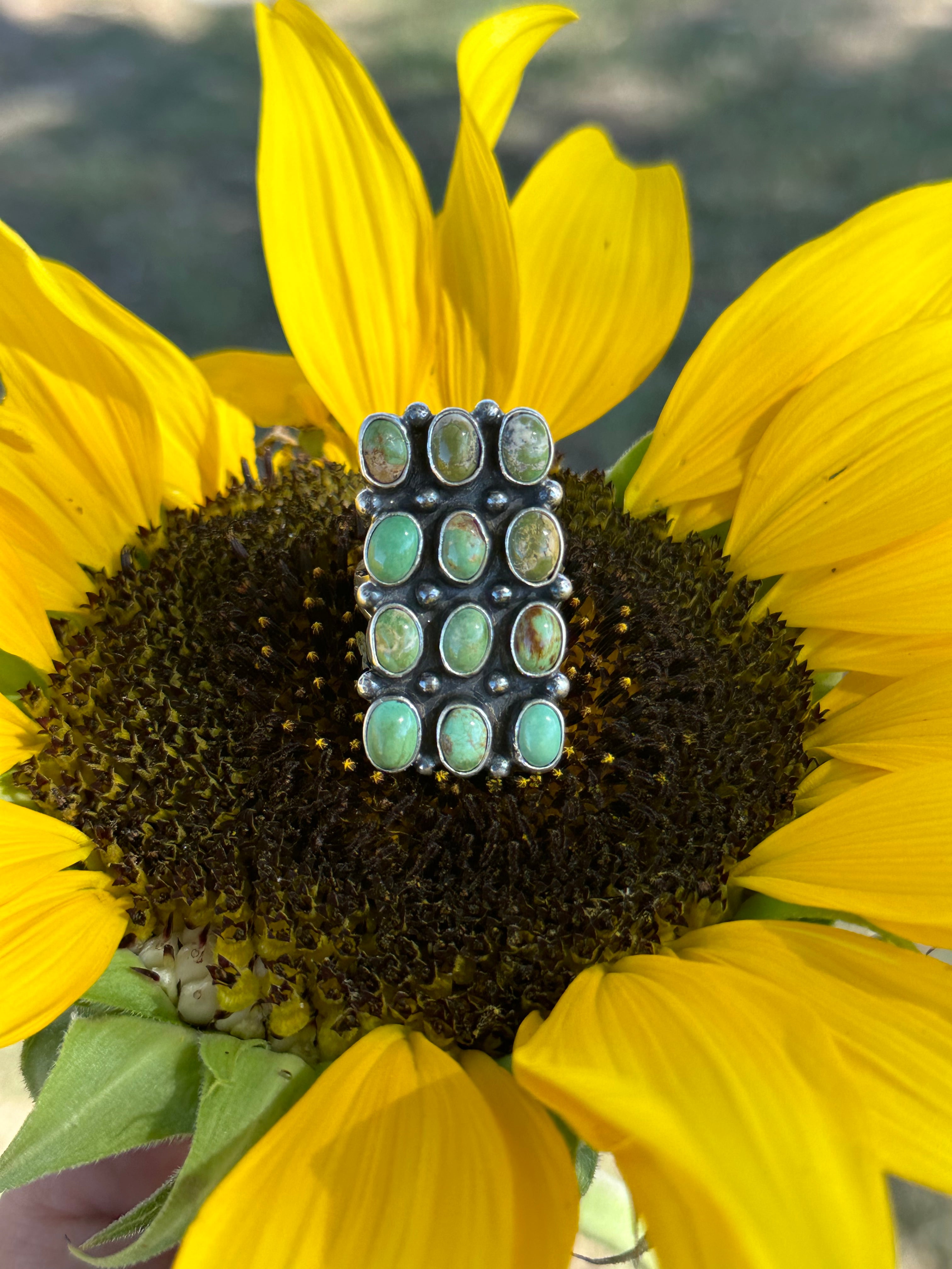 Jon Begay Royston Turquoise & Sterling Silver Cluster Ring