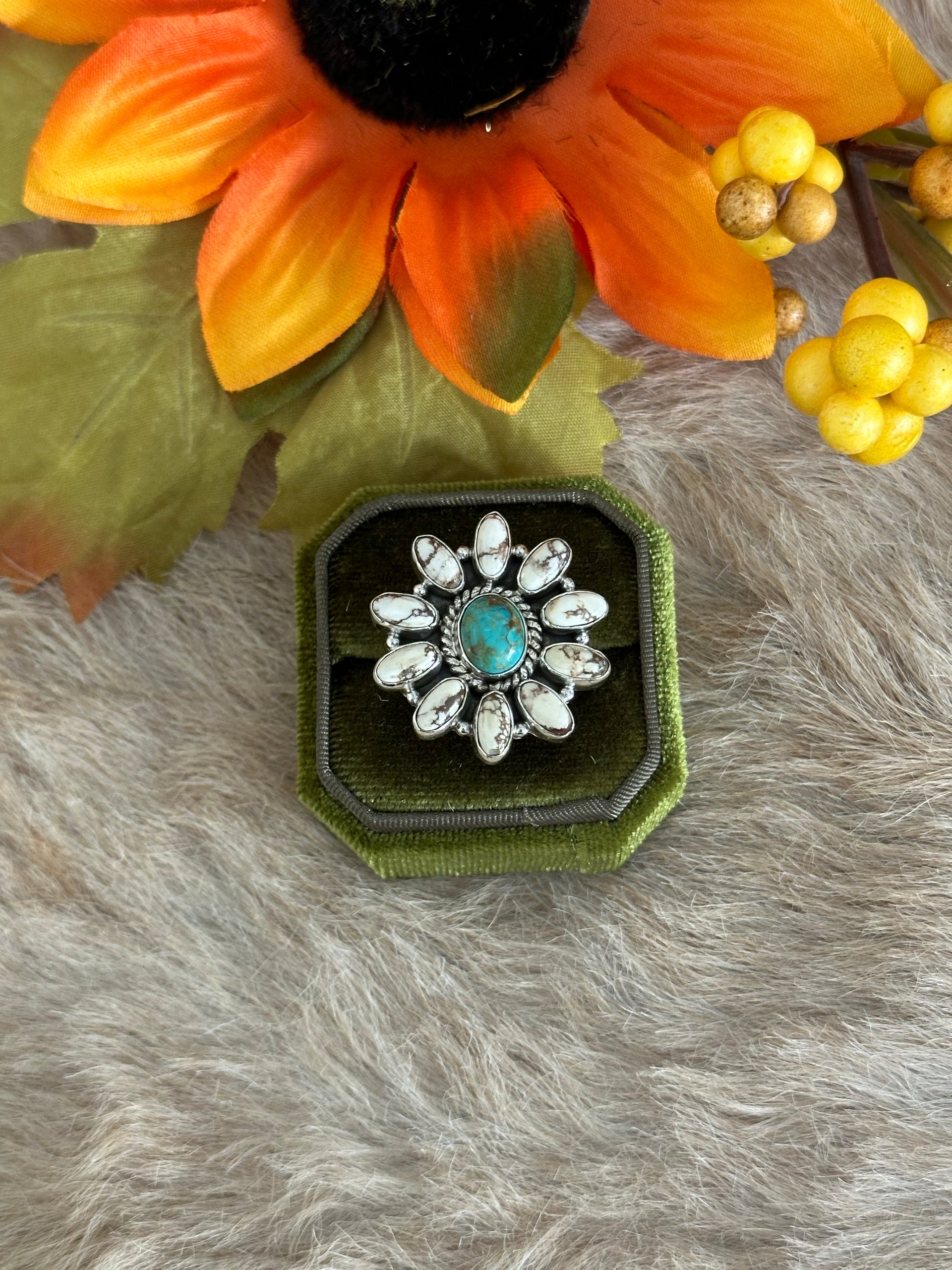 Southwest Handmade Multi Stone & Sterling Silver Adjustable Ring