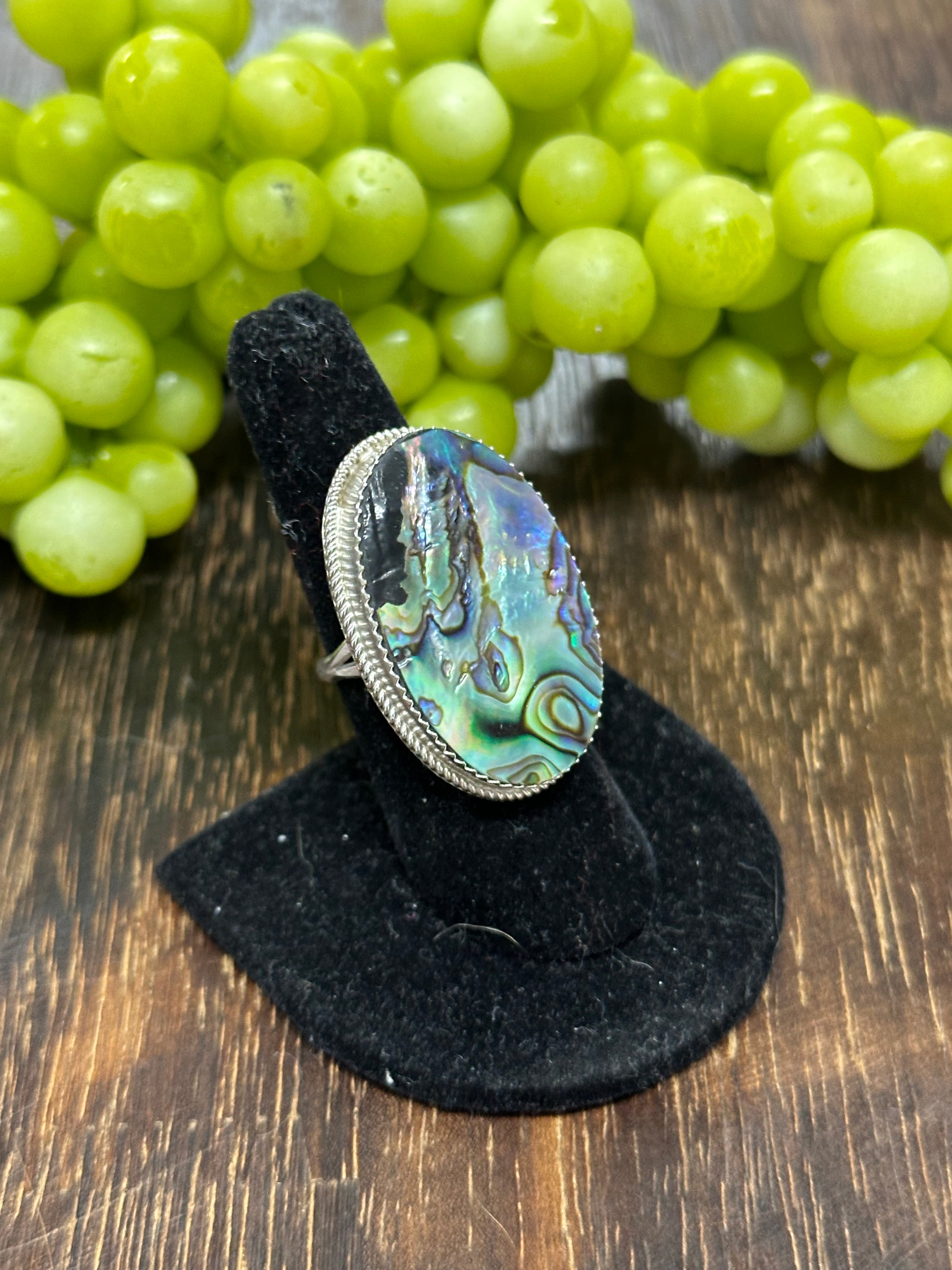 Reda Galvan Abalone & Sterling Silver Ring Size 8.5