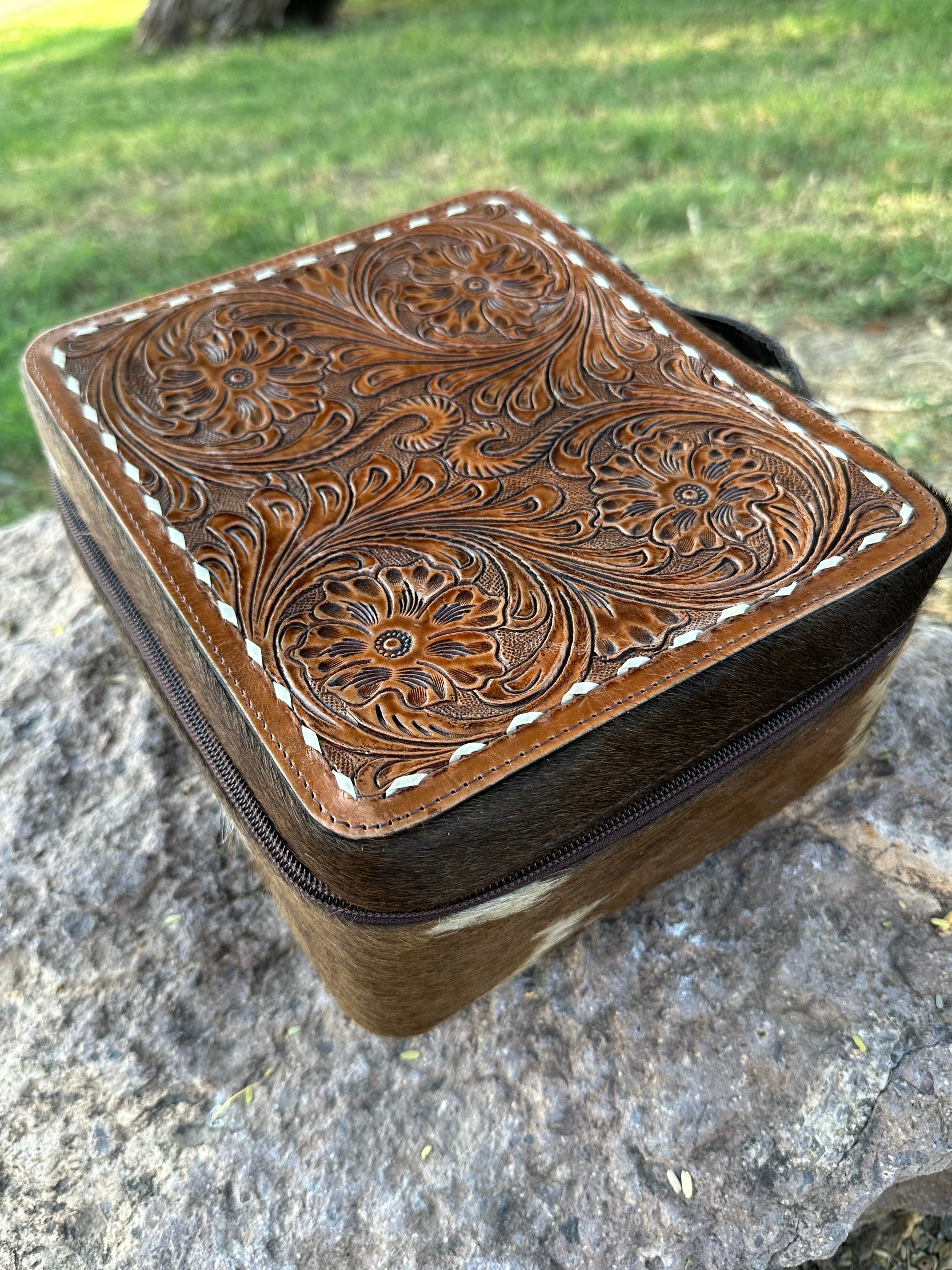 Genuine Leather Cowhide Jewelry Box