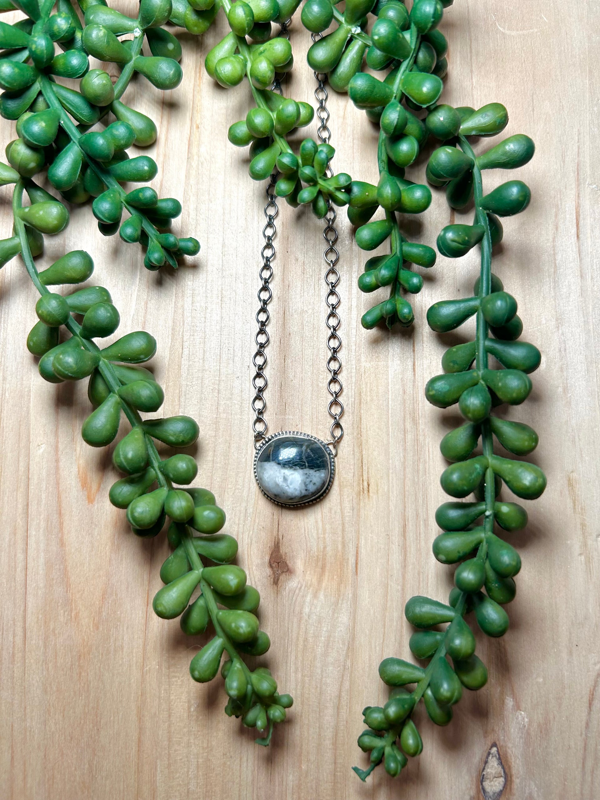 Navajo Made White Buffalo & Sterling Silver Necklace