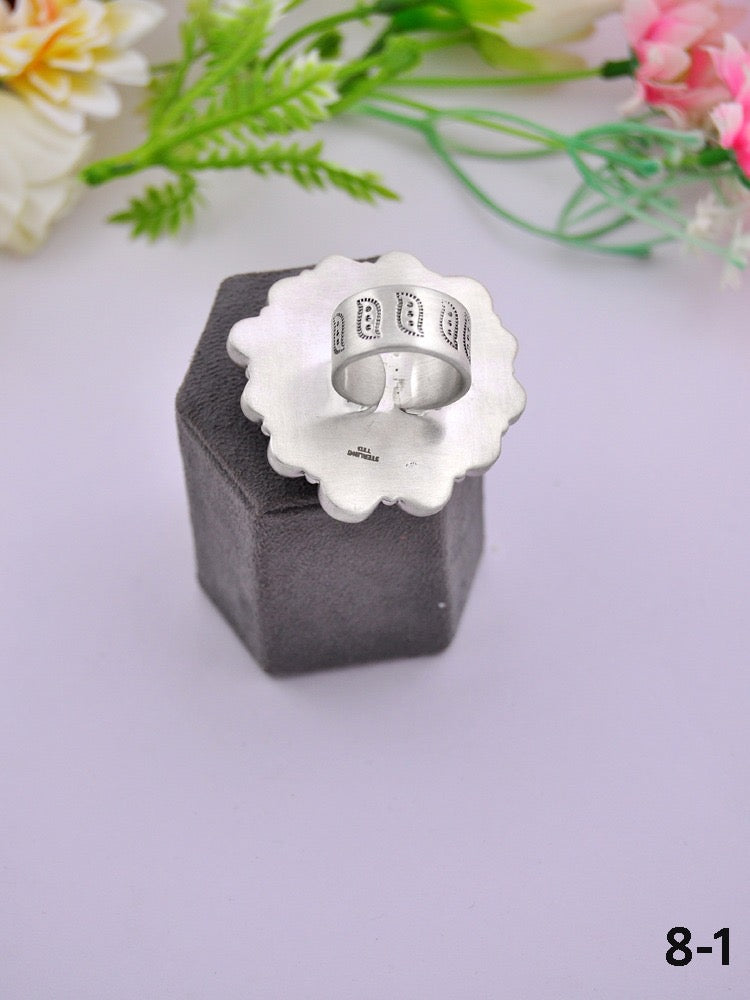 Southwest Made Multi Stone & Sterling Sliver Cluster Adjustable Ring