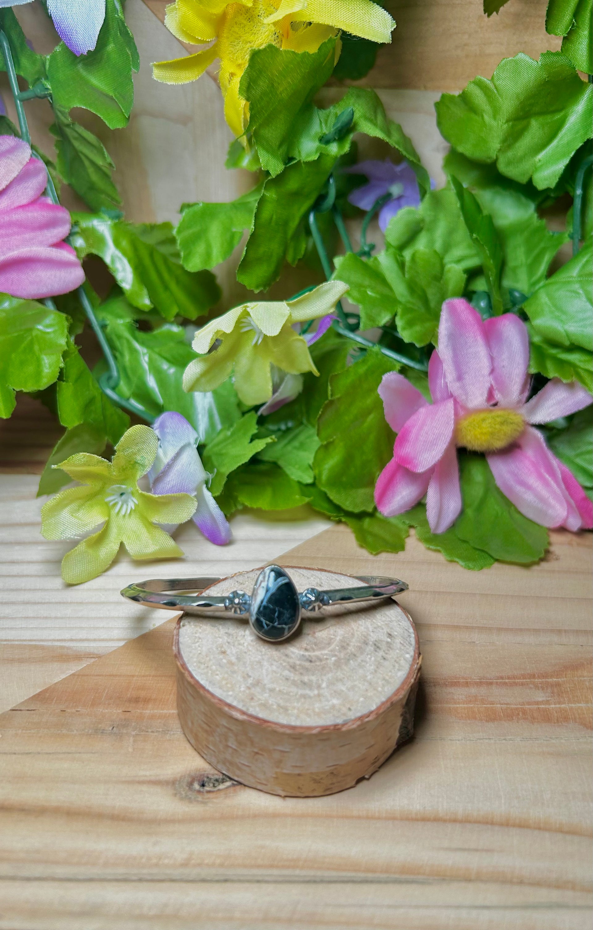 Navajo Made White Buffalo & Sterling Silver Cuff Bracelet