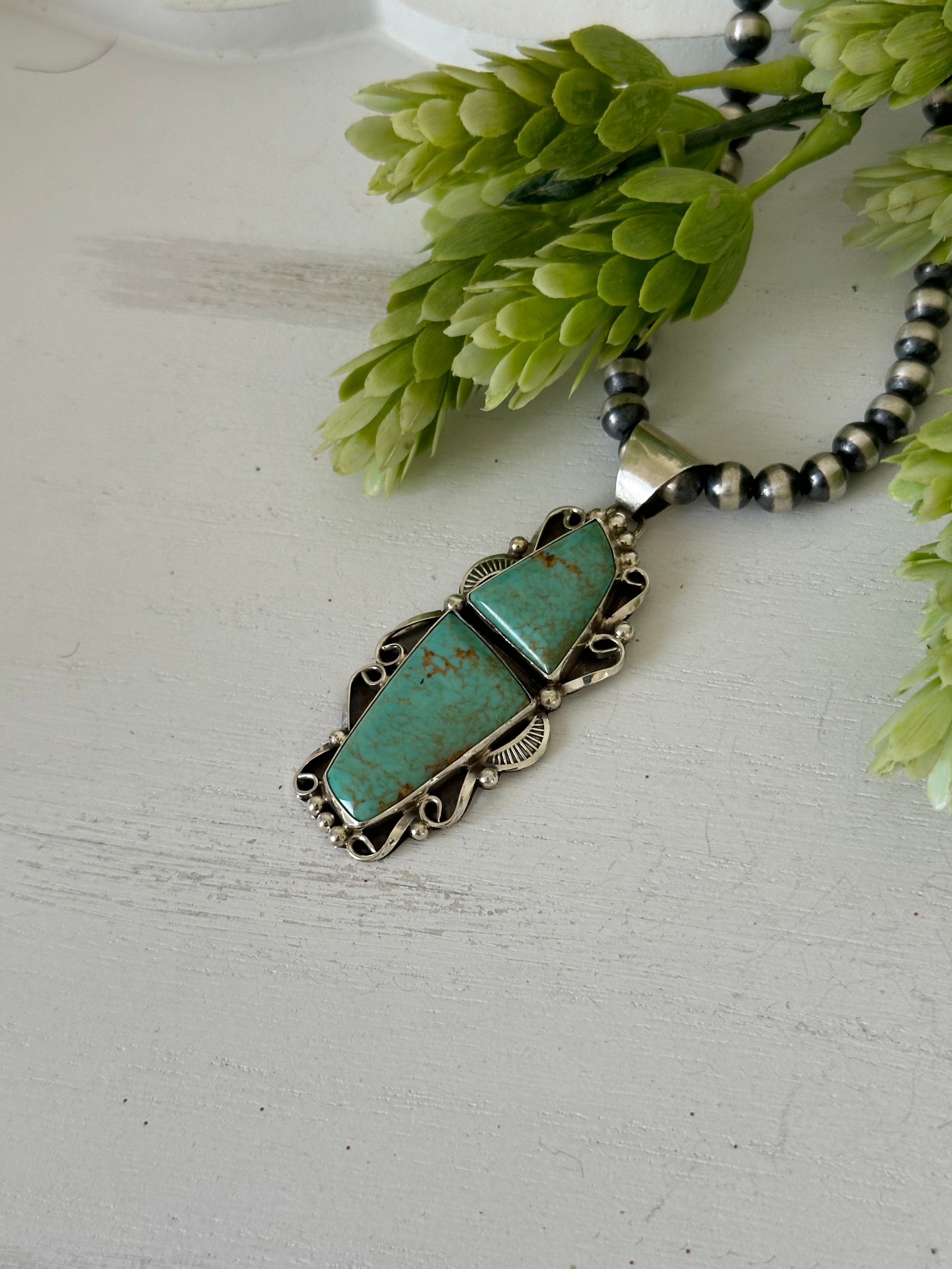 Bernita Begay Kingman Turquoise & Sterling Silver Pendant