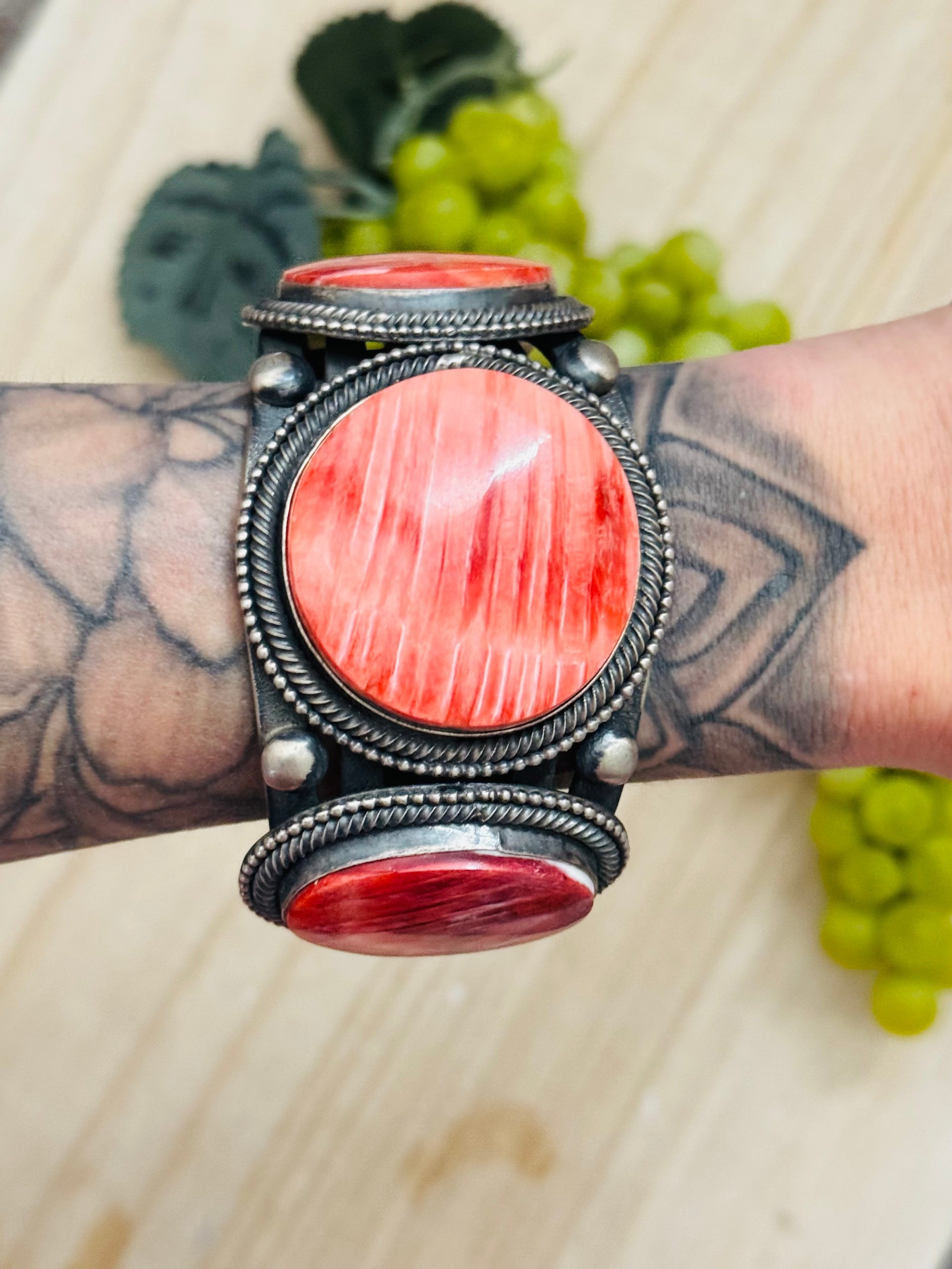 Hemerson Brown Red Spiny Oyster Sterling Silver Cuff Bracelet