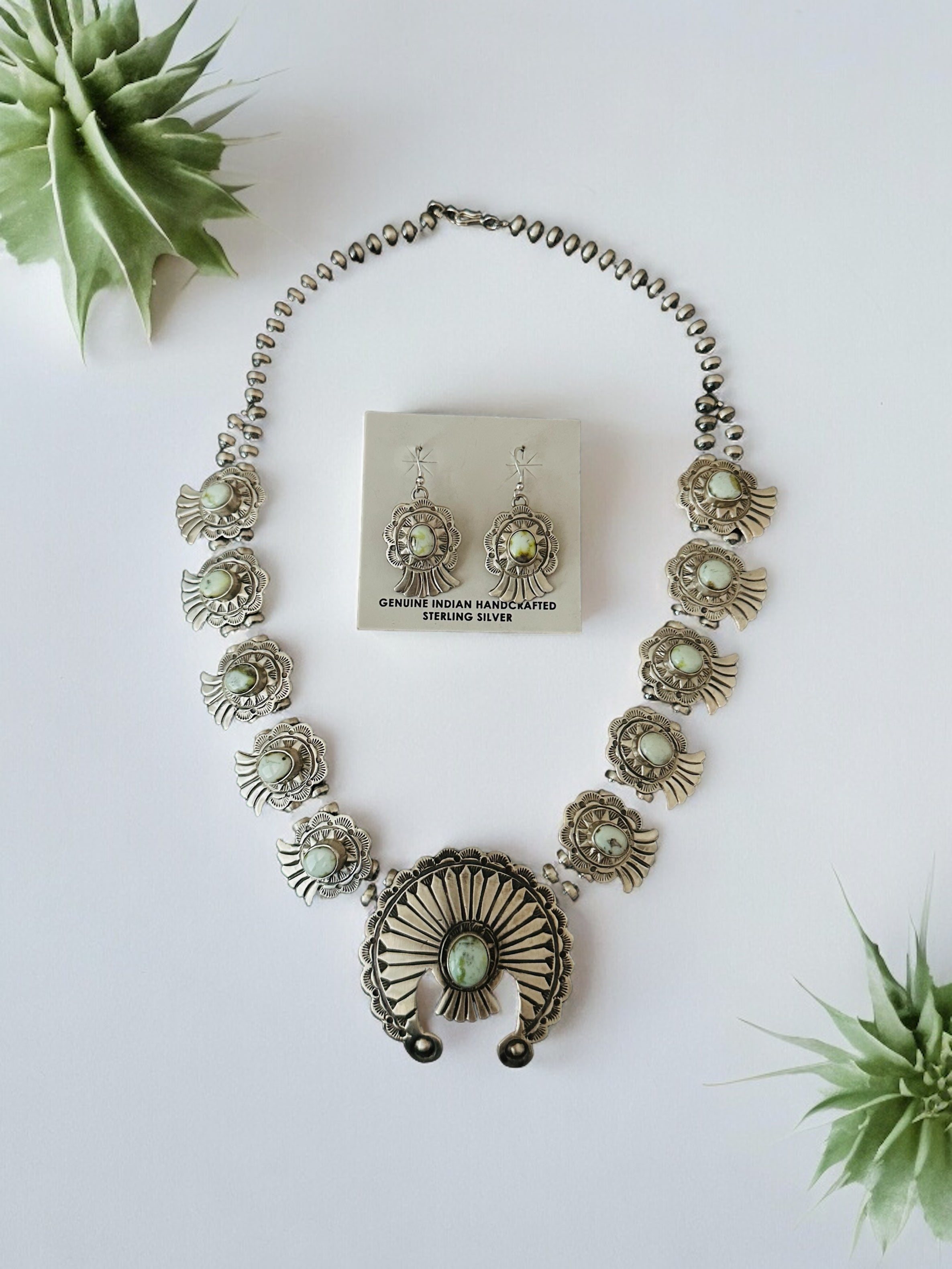 Marcella James Palomino Variscite & Sterling Silver Necklace Set