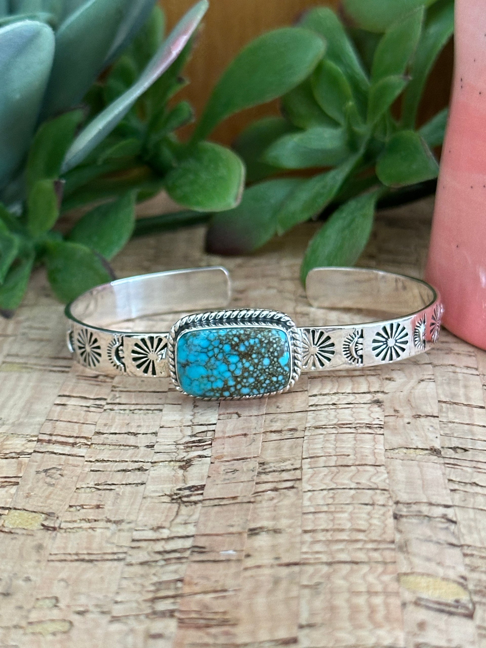 Southwest Made #8 Turquoise & Sterling Silver Cuff Bracelet