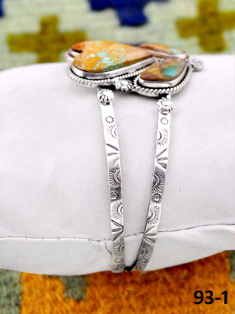 Southwest Handmade Ribbon Royston Turquoise & Sterling Silver Cuff Bracelet