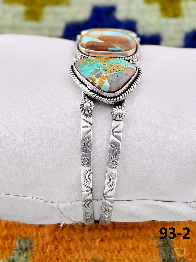 Southwest Handmade Ribbon Royston Turquoise & Sterling Silver Cuff Bracelet