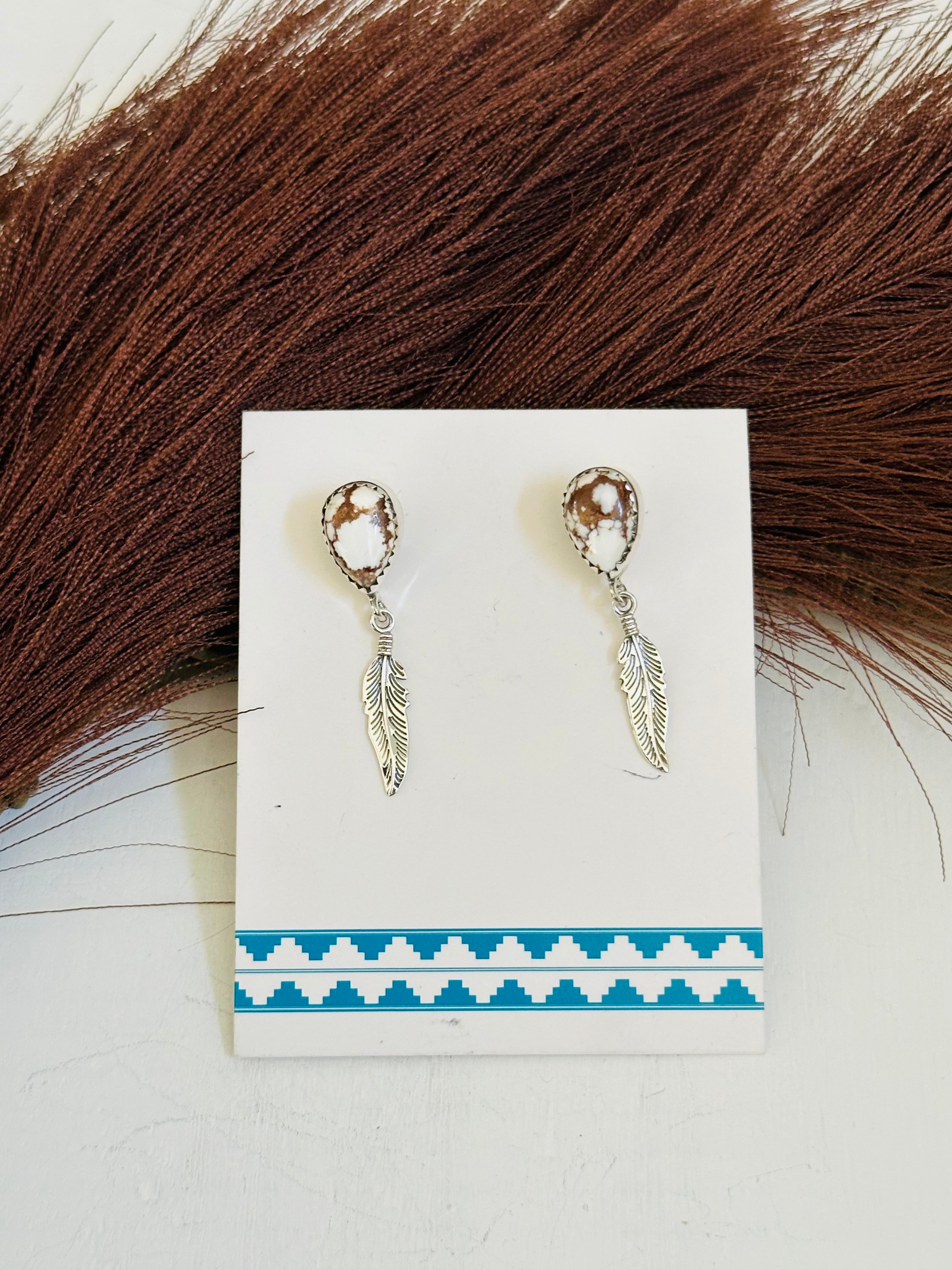 TTD “Heather” Wild Horse & Sterling Silver Post Dangle Earrings