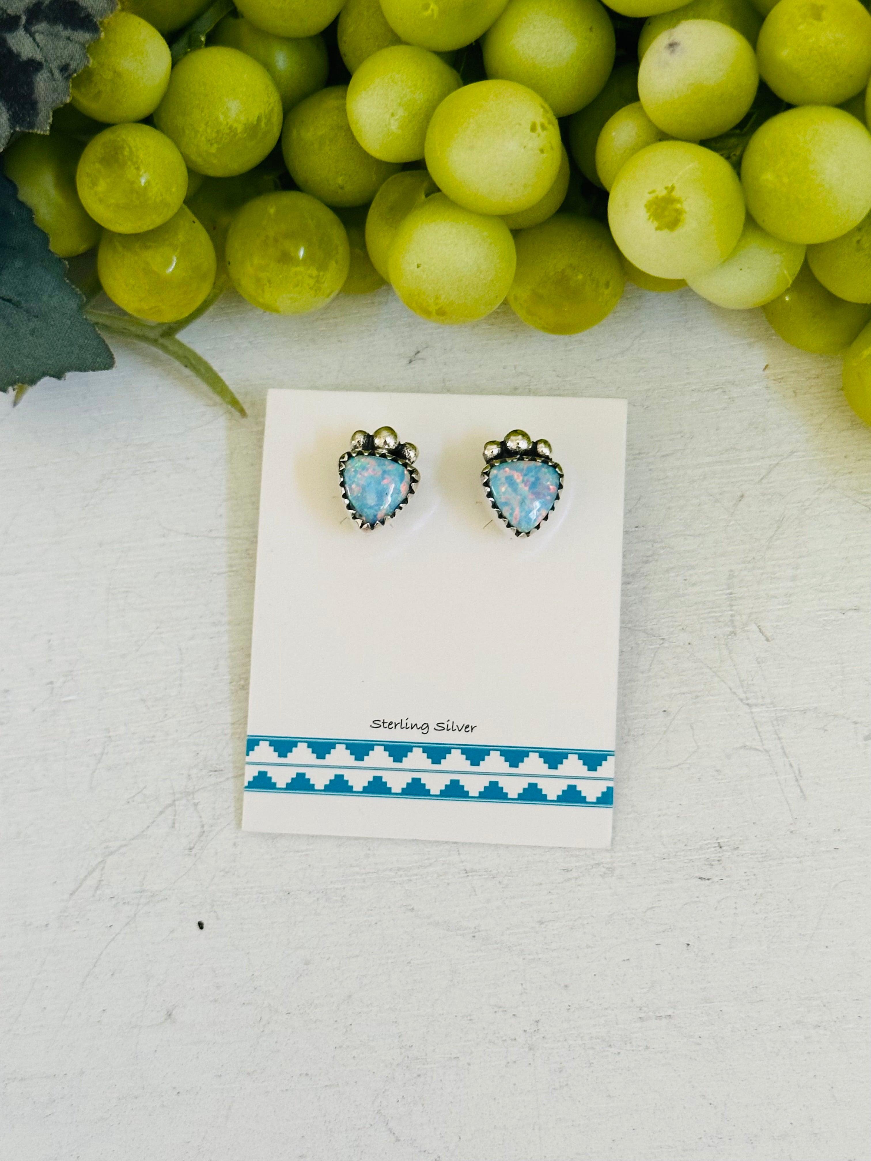 TTD “ dainty” Opal & Sterling Silver Post Earrings