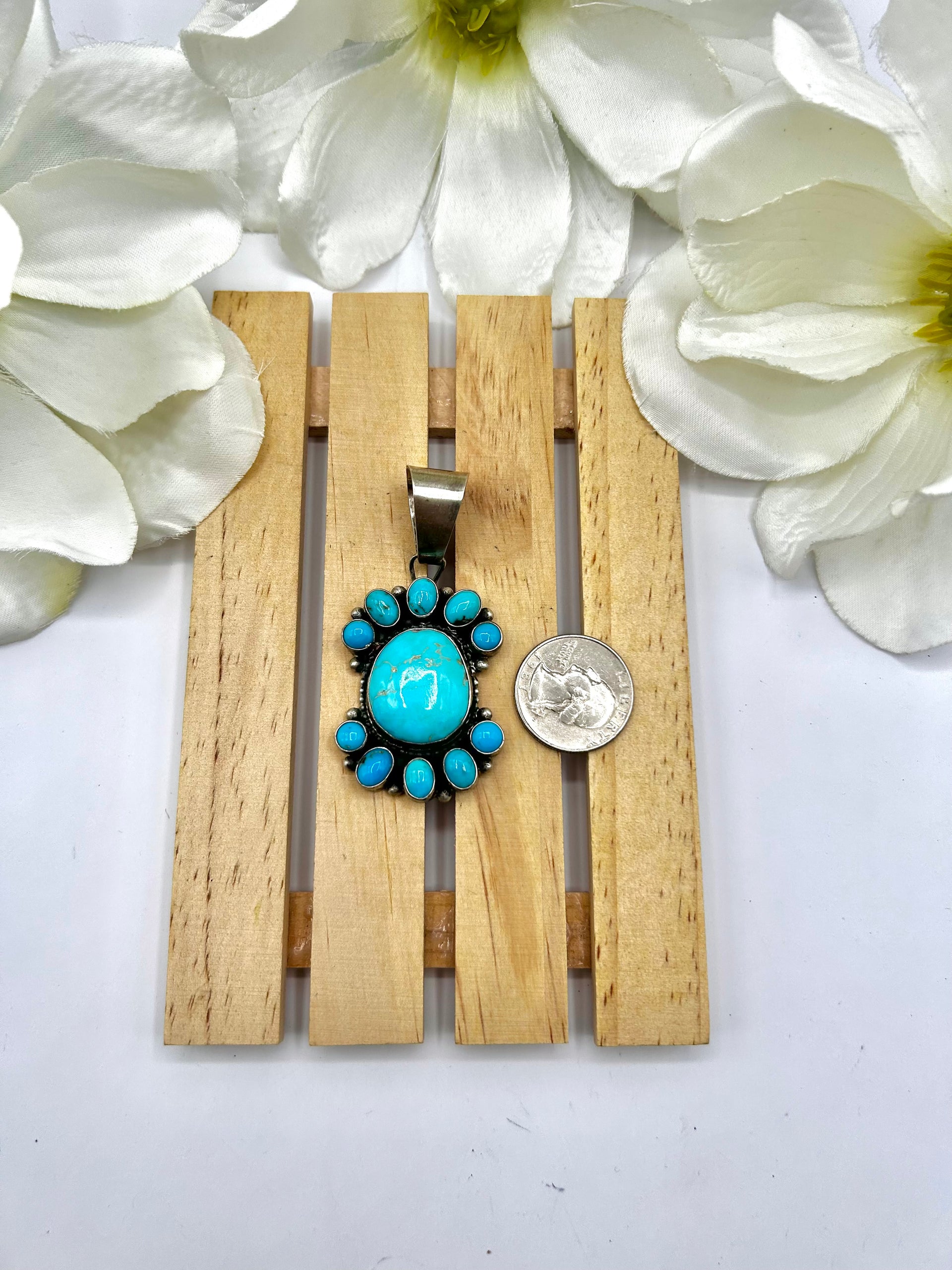 Sheila Becenti Kingman Turquoise & Sterling Silver Pendant