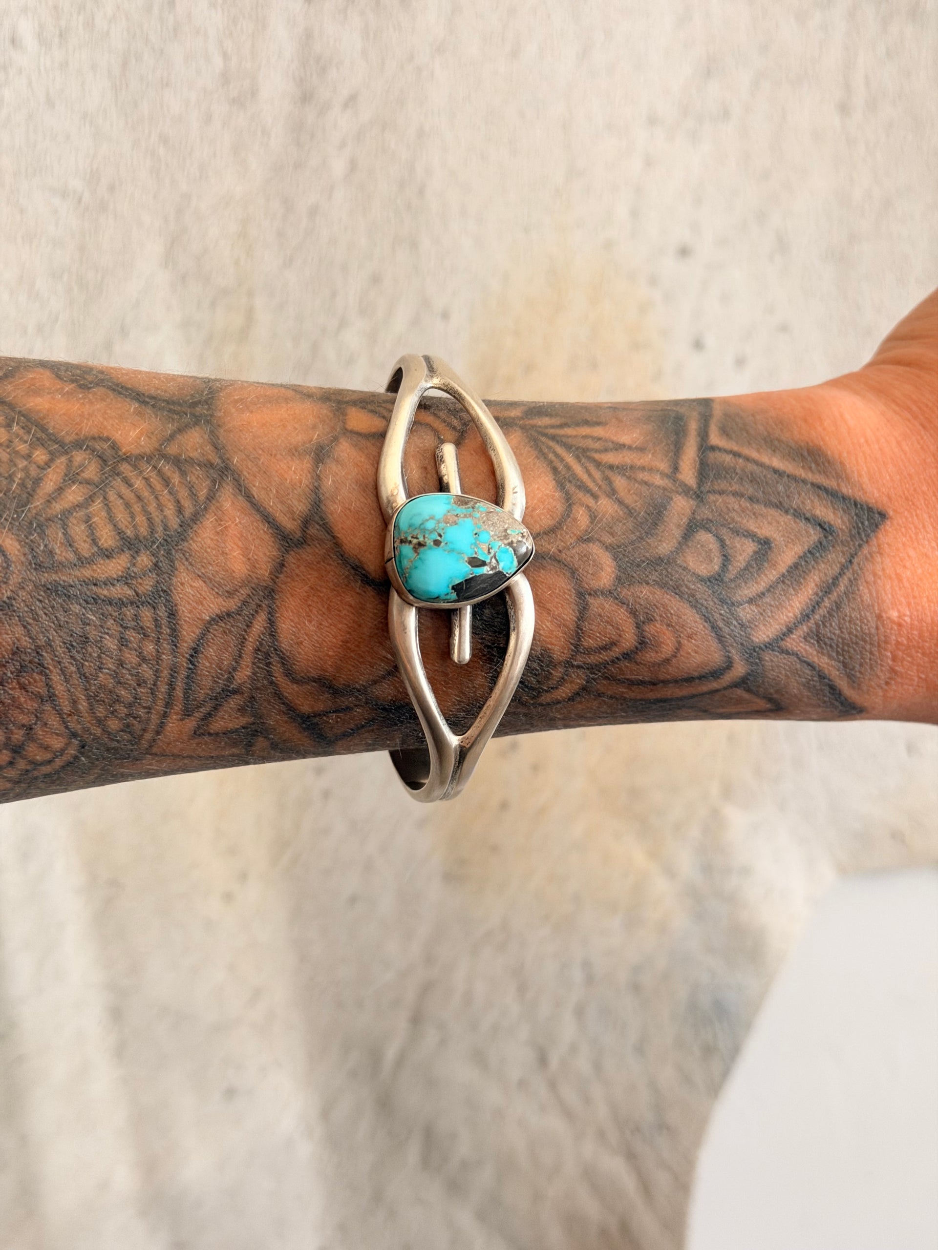 Navajo Made Carico Lake Turquoise & Sterling Silver Cuff Bracelet