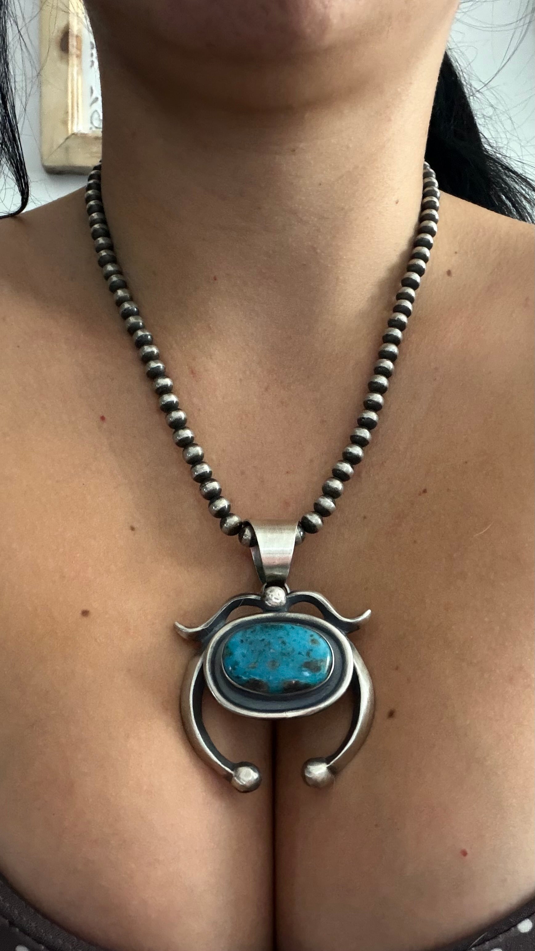 Chimney Butte Kingman Turquoise & Sterling Silver Naja Pendant
