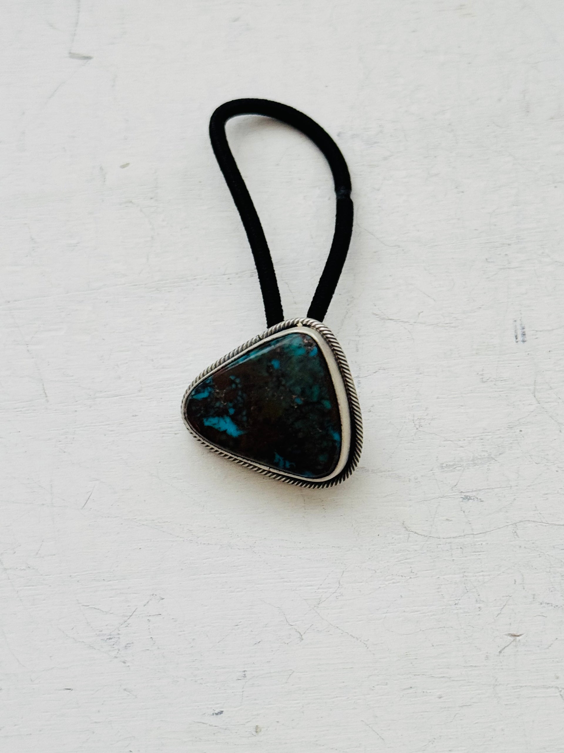 Eddie Yazzie Lone Mountain Turquoise & Sterling Silver Ponytail Holder