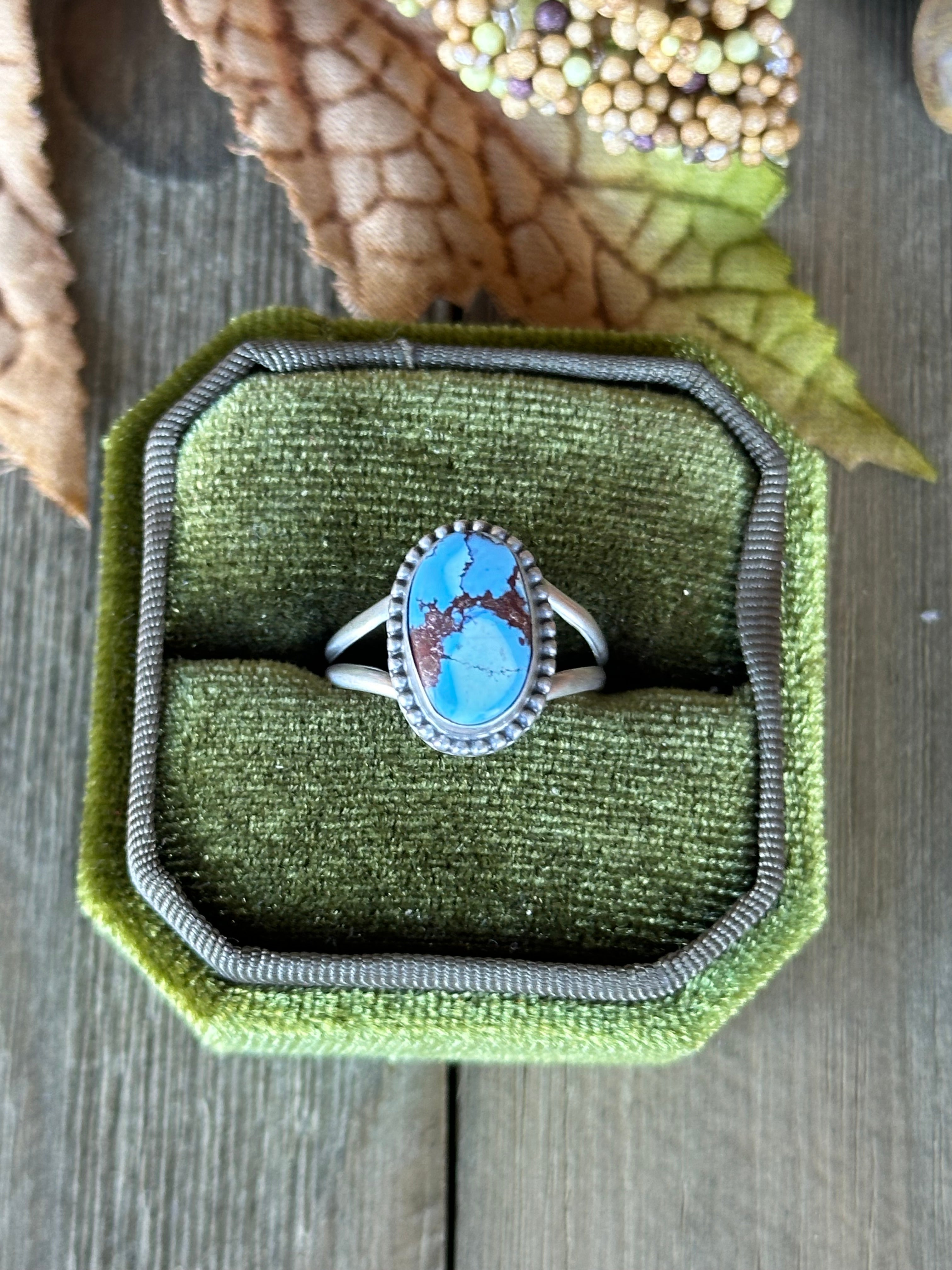 Navajo Made Golden Hills Turquoise & Sterling Silver Ring