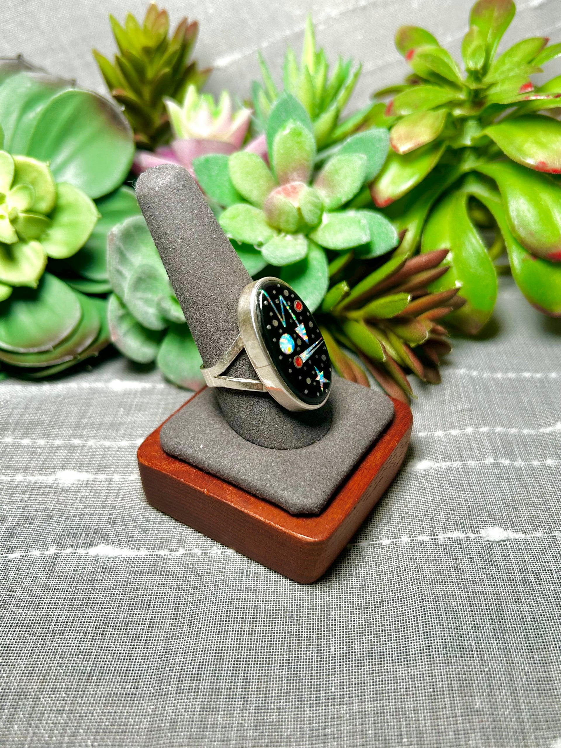 Matthew Jack Multi Stone & Sterling Silver Ring Size 10.75