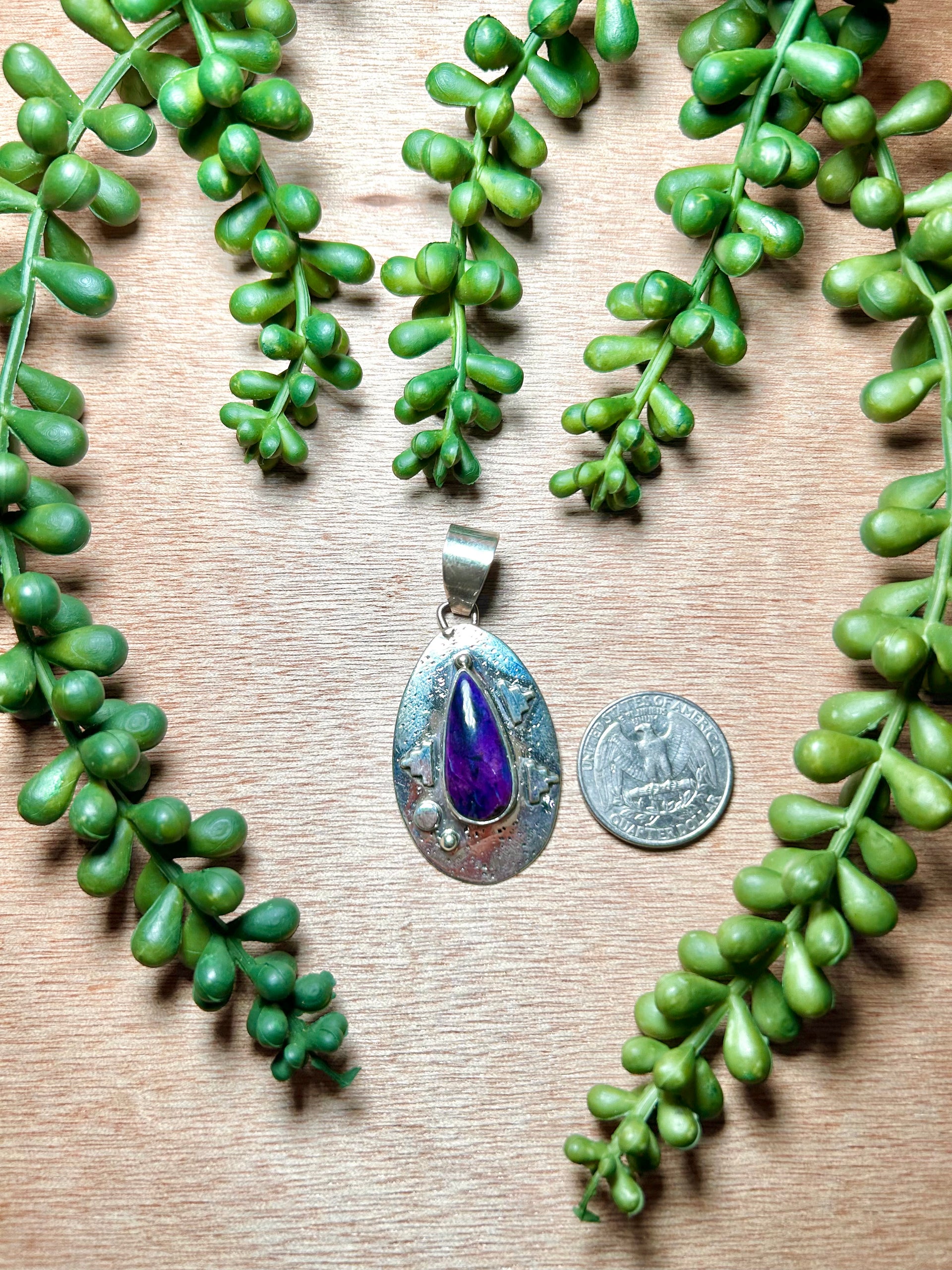 Navajo Made Sngilite  & Sterling Silver Pendant