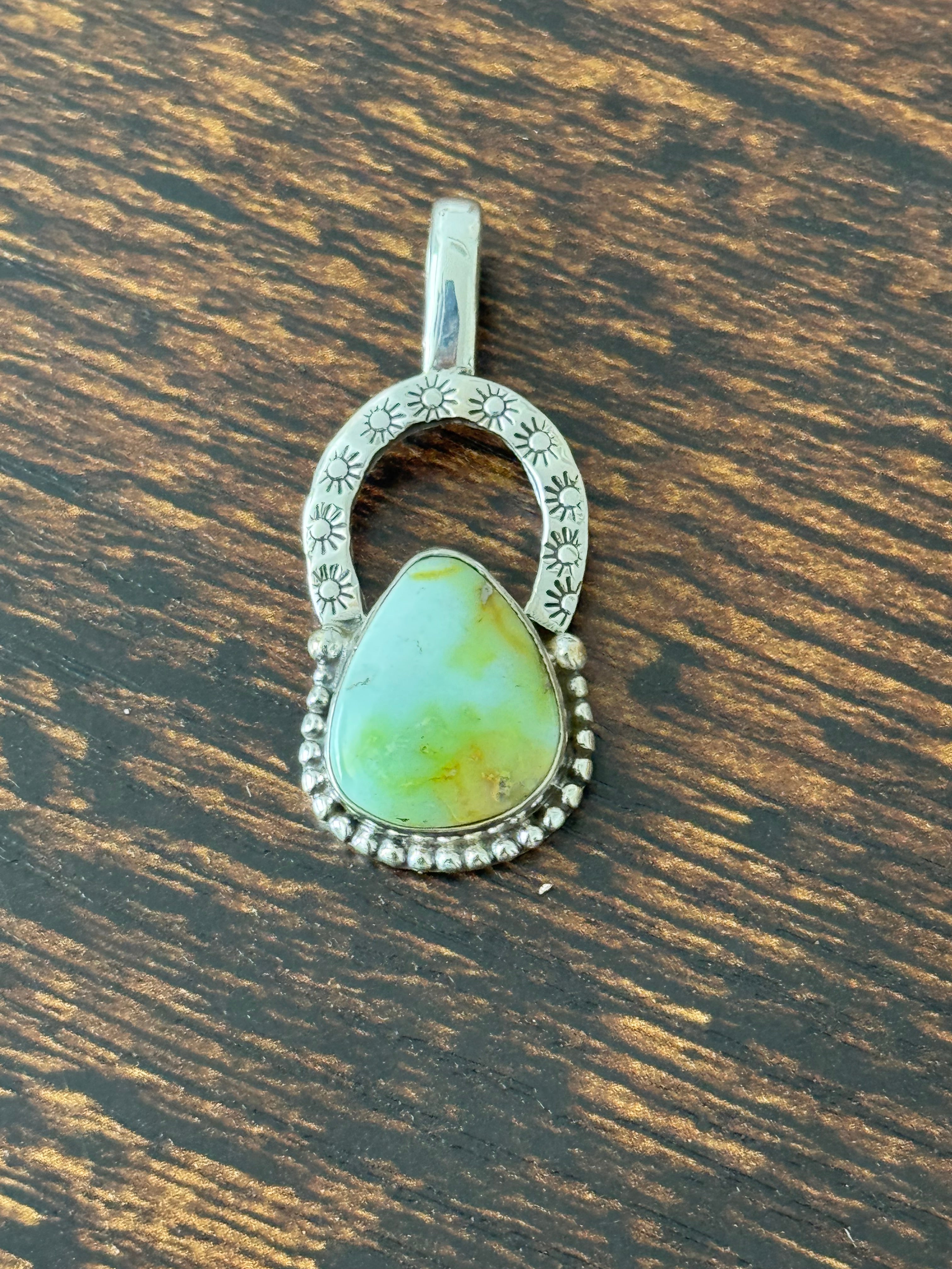 Southwest Palomino Variscite & Sterling Silver Pendant