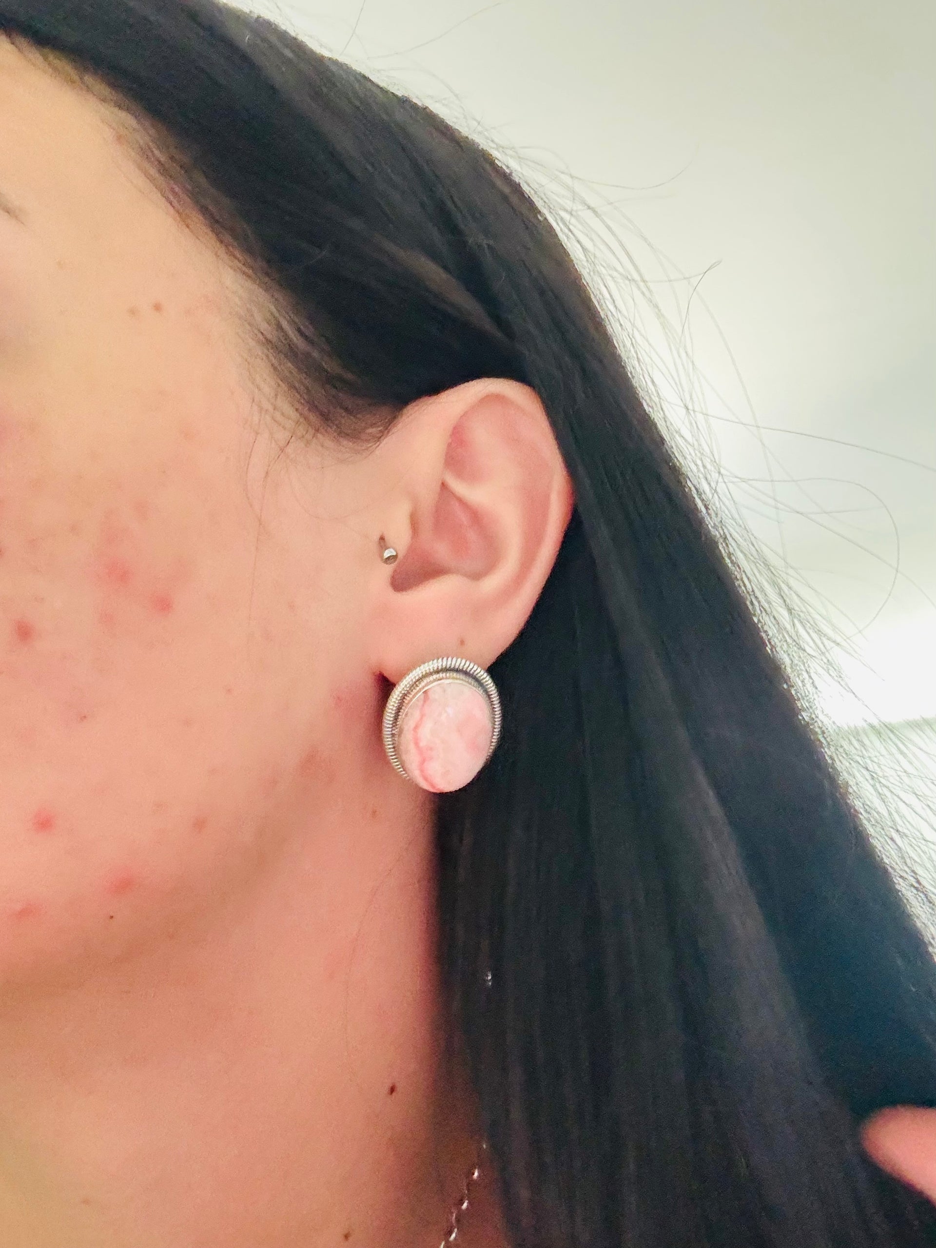 Wydell Billie Rhodochrosite & Sterling Silver Post Earrings