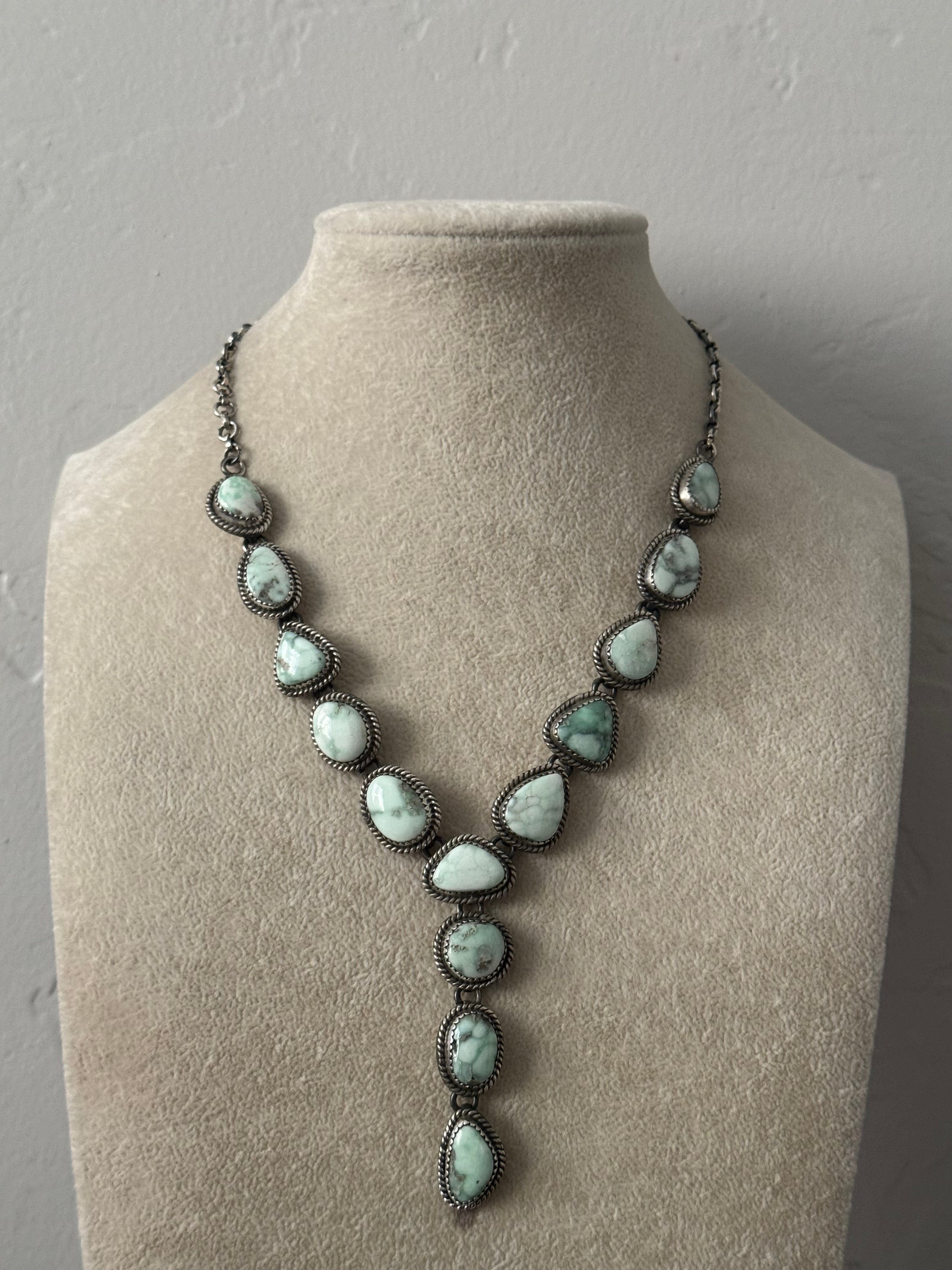 Southwest Handmade Paloma Variscite & Sterling Silver Cluster Necklace