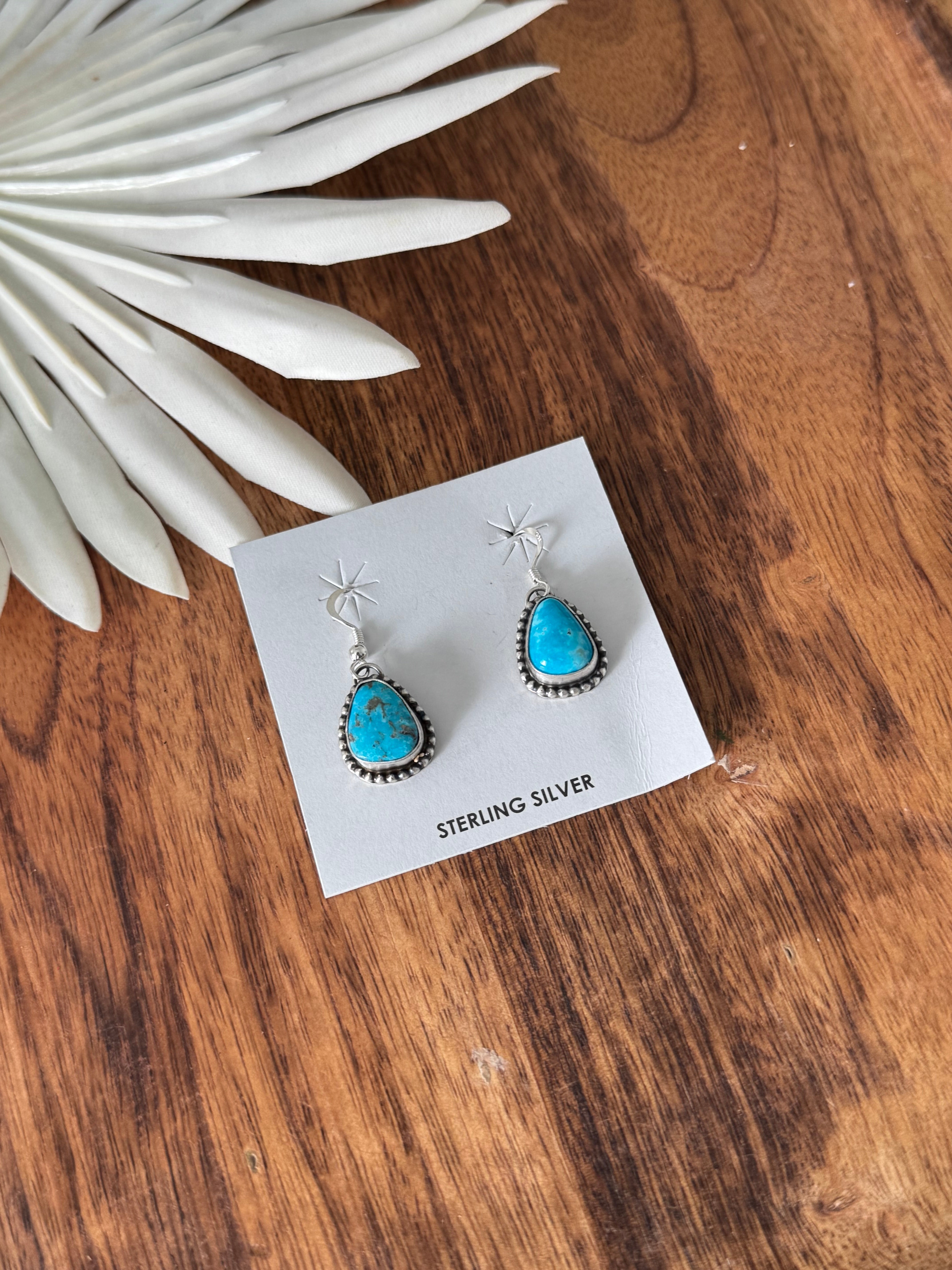 Marie Tsosie Blue Ridge Turquoise & Sterling Silver Dangle Earrings