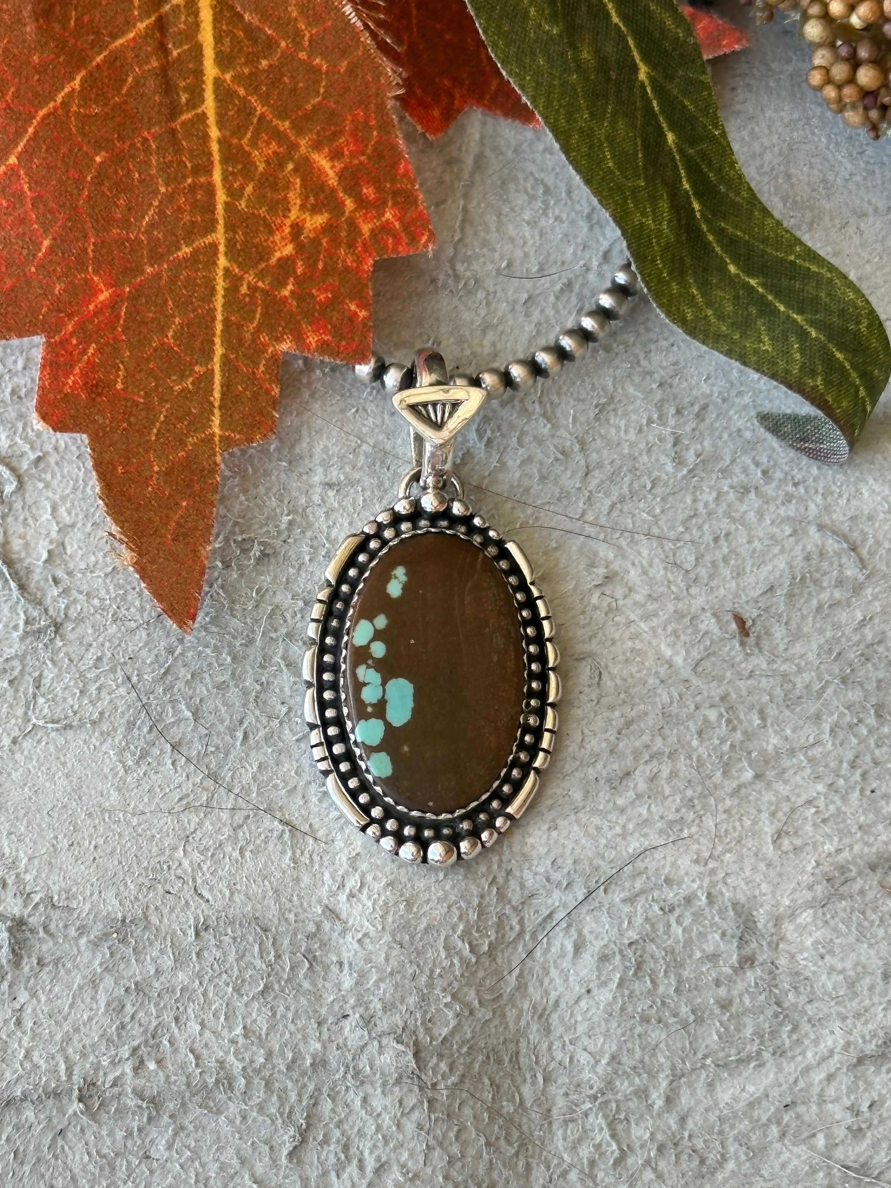 Southwest Handmade #8 Turquoise & Sterling Silver Pendant