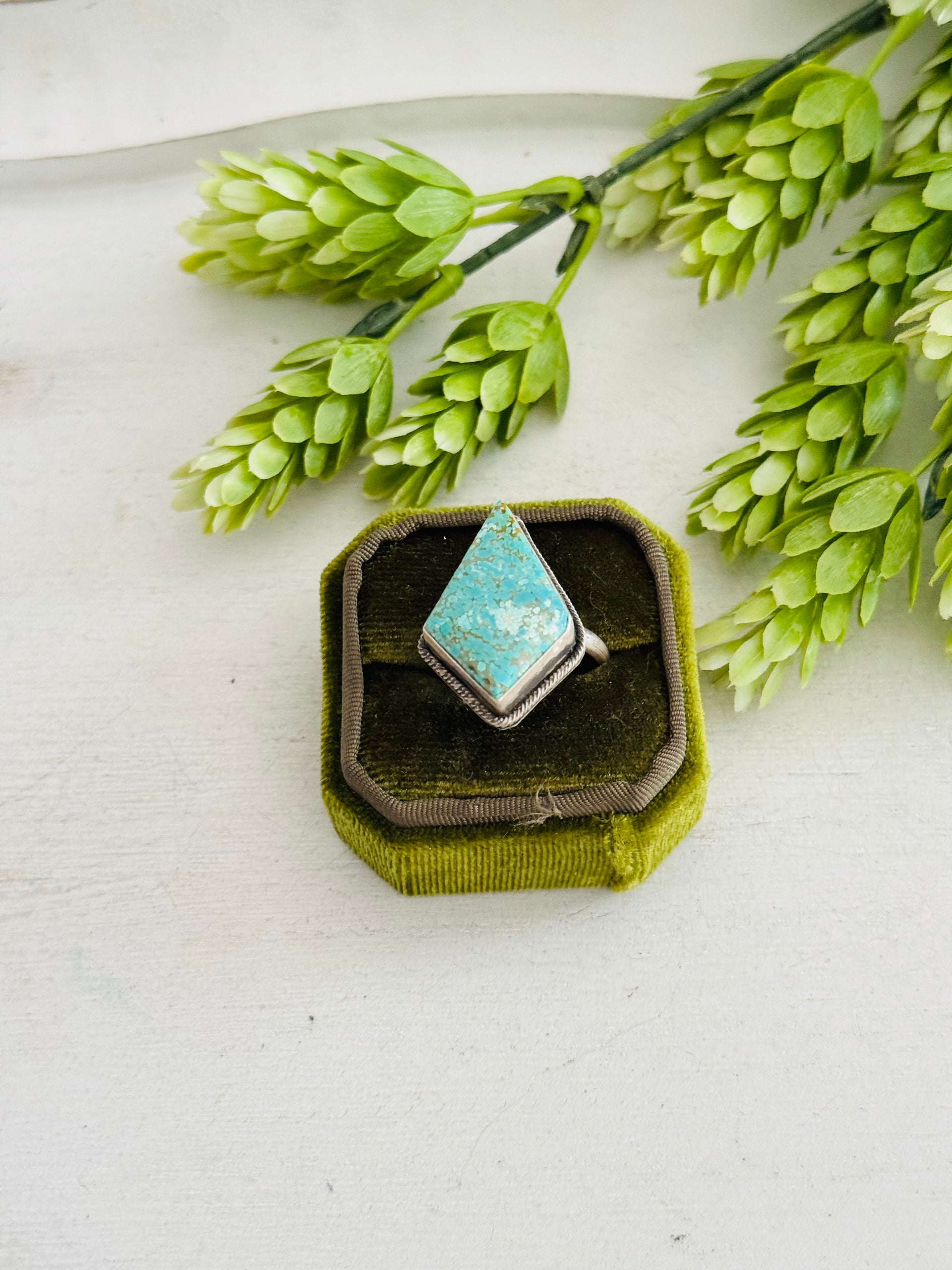 Eli Skeets #8 Turquoise & Sterling Silver Adjustable Ring