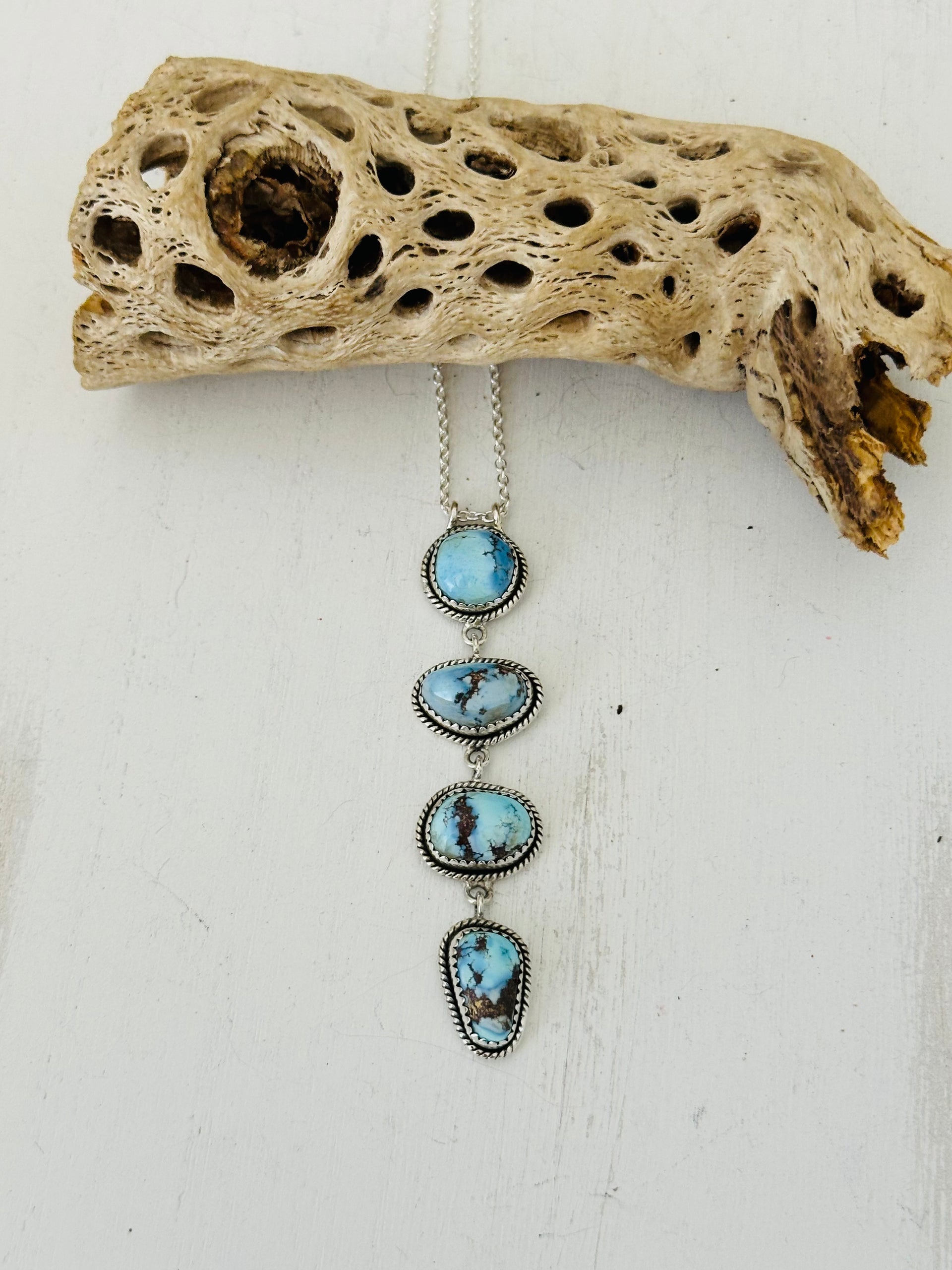Southwest Handmade Golden Hills Turquoise & Sterling Silver Necklace