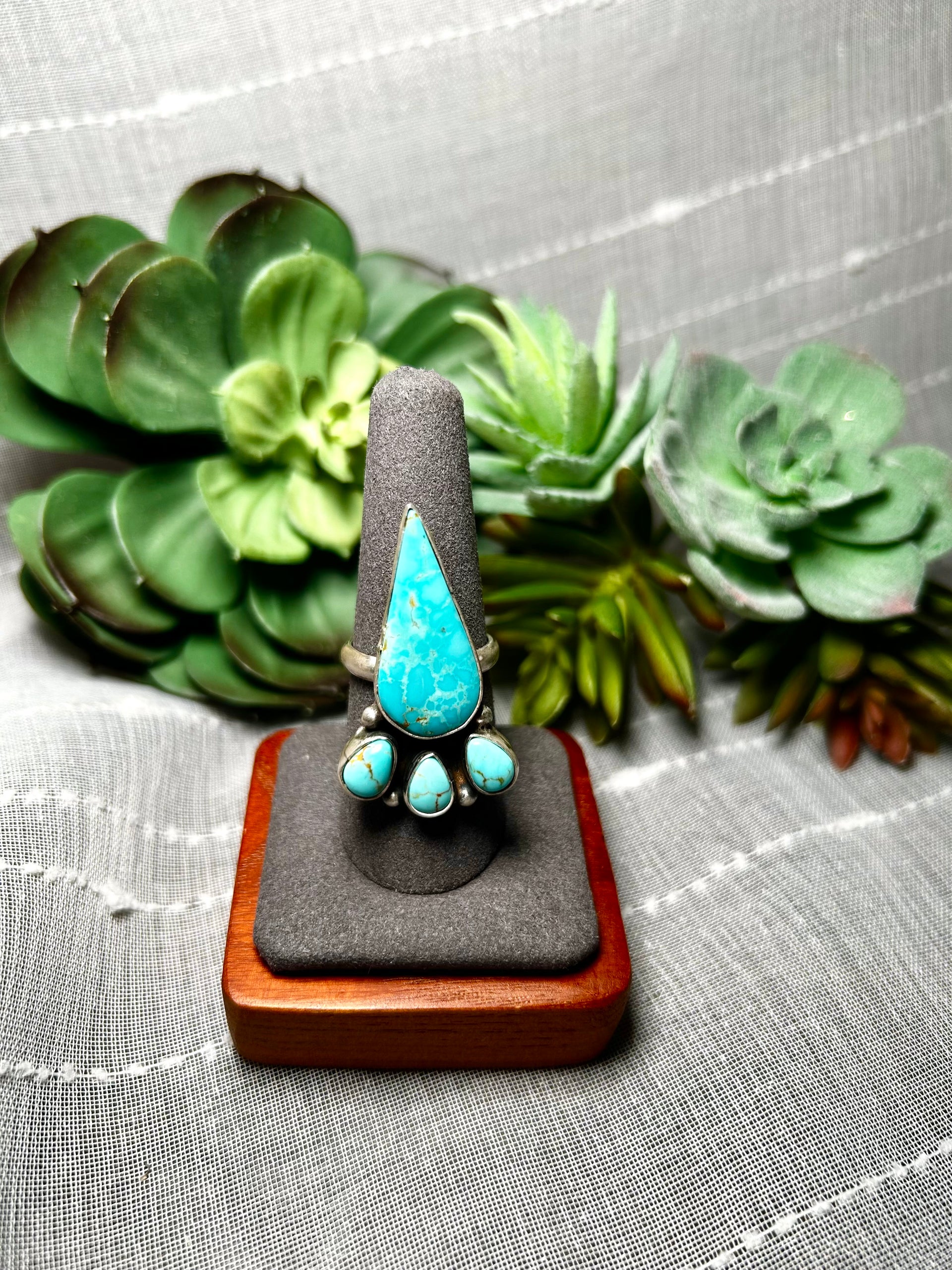 Navajo Made #8 Turquoise & Sterling Silver Ring Size 8.25