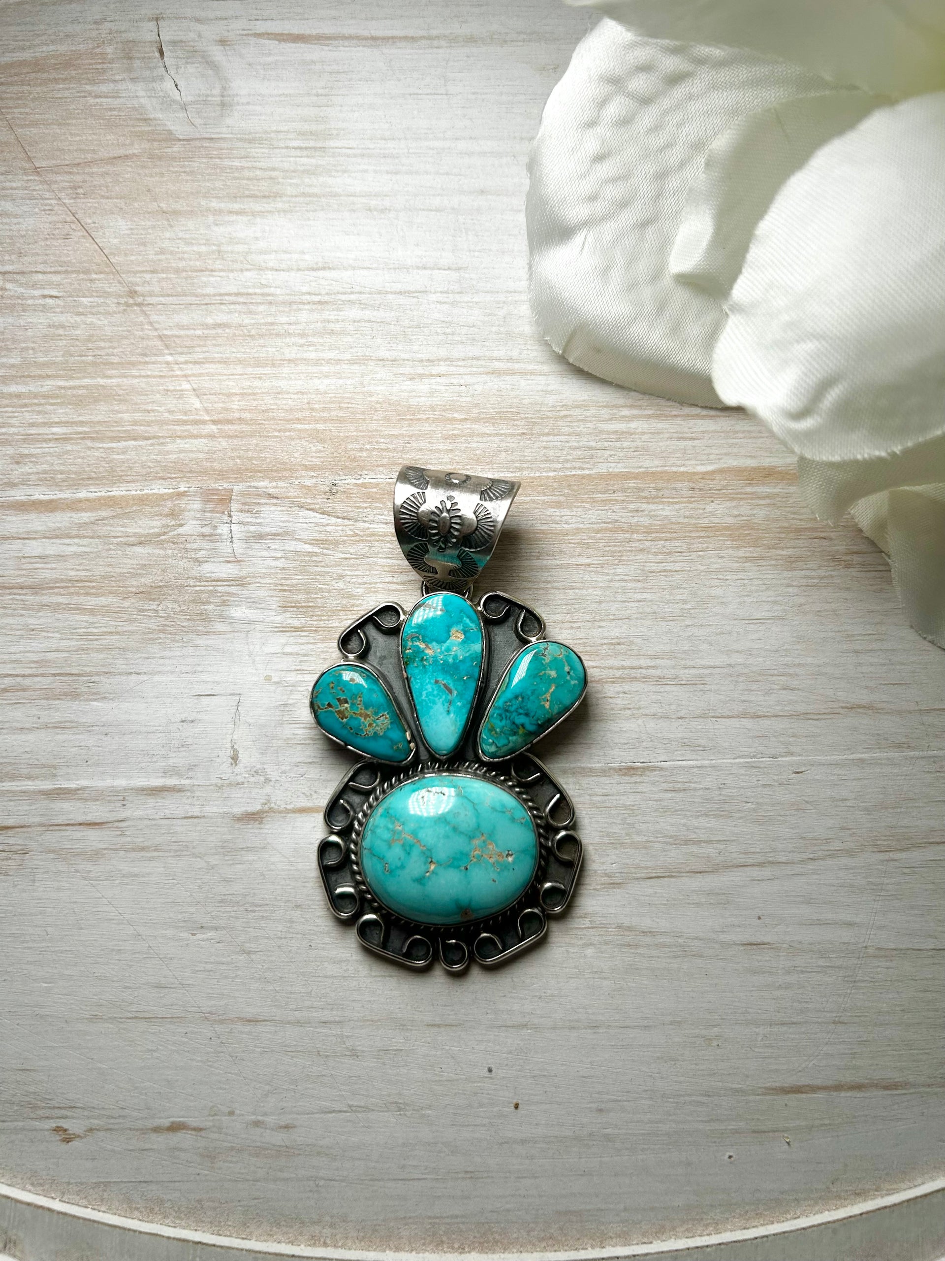 Navajo Made Royston Turquoise & Sterling Silver Pendant