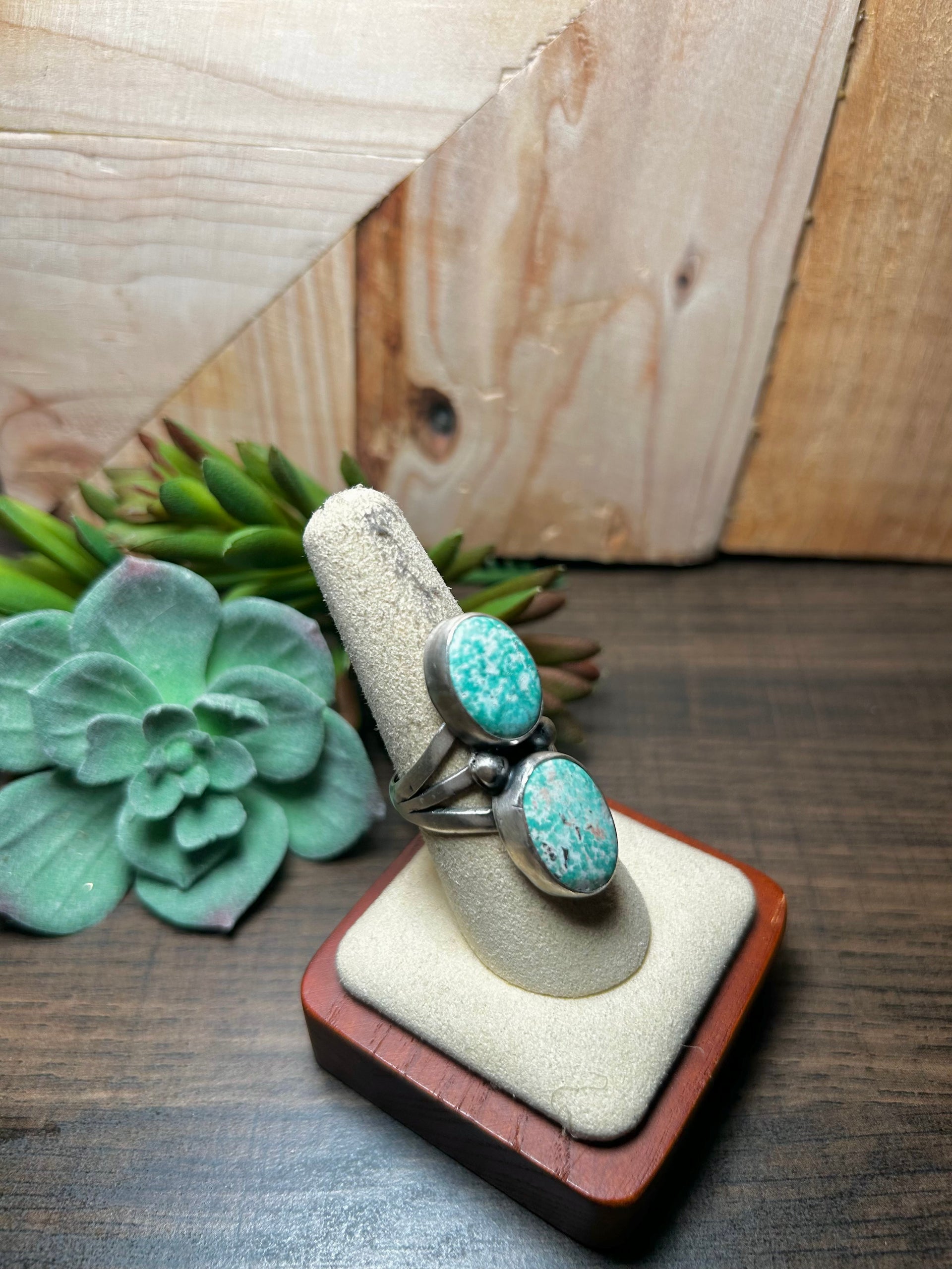 Danny Henio White Water Turquoise & Sterling Silver Ring Size 8