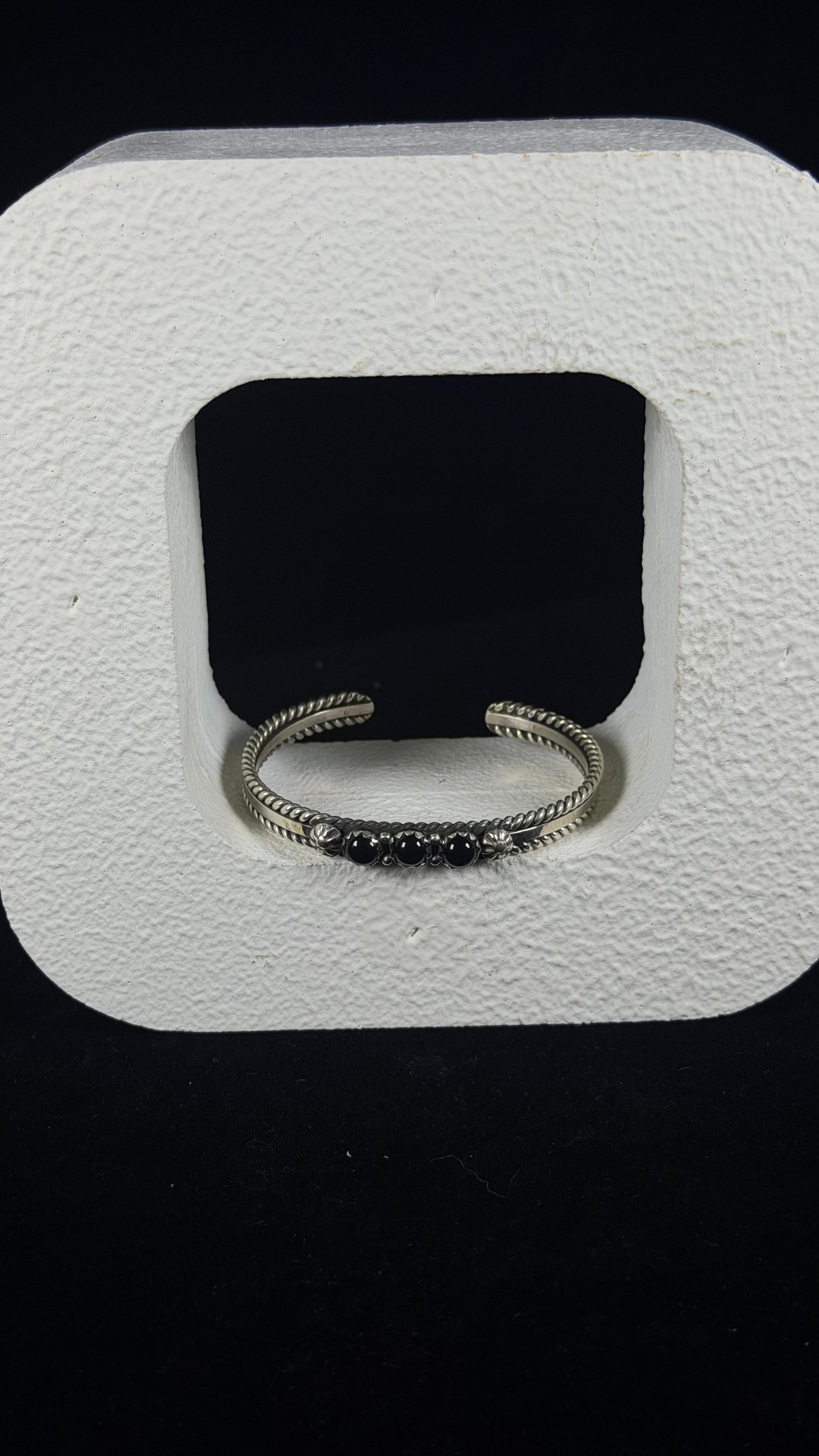 Navajo Made Onyx & Sterling Silver Cuff Bracelet